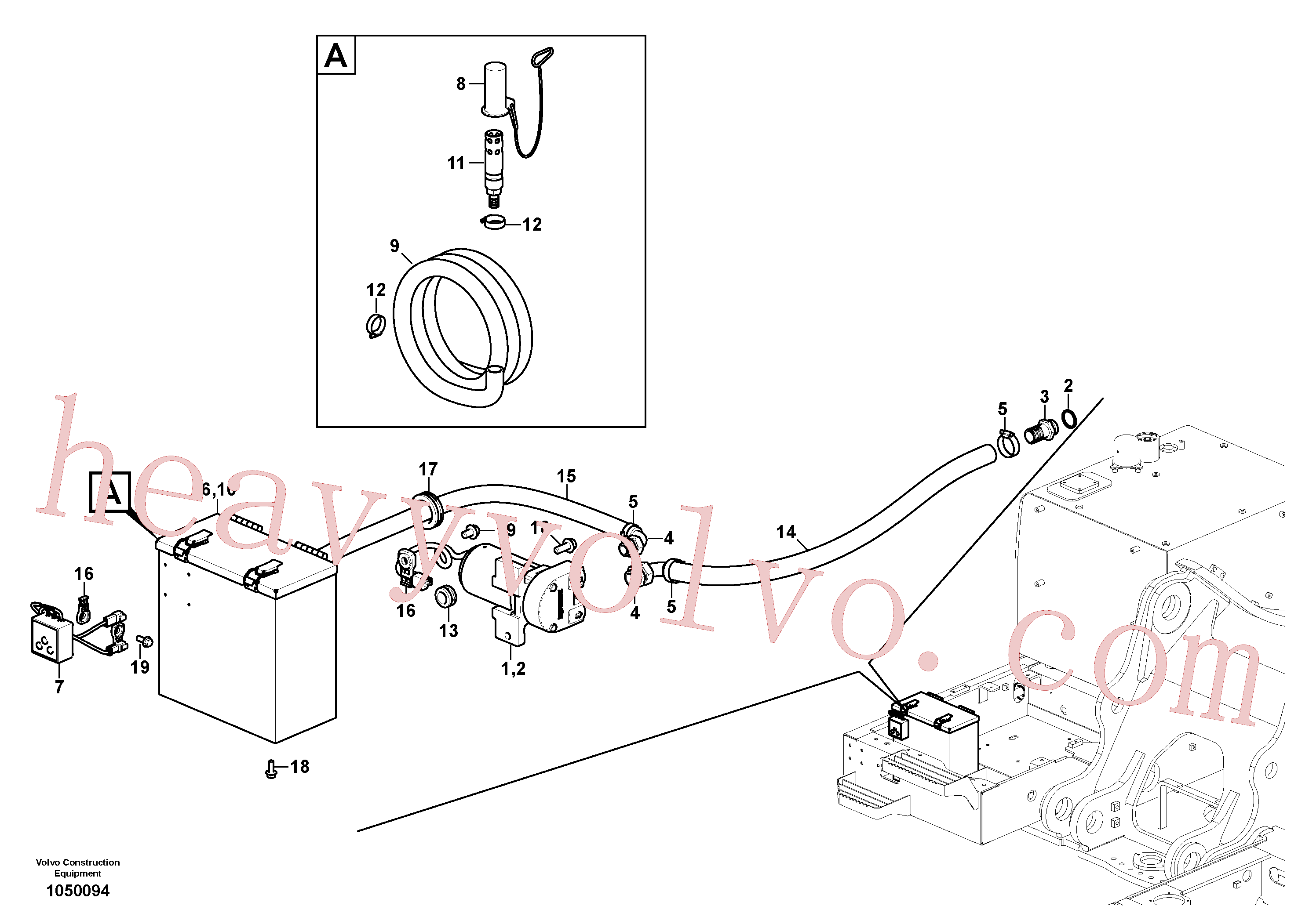 VOE14668074 for Volvo Fuel filling pump with assembling details(1050094 assembly)