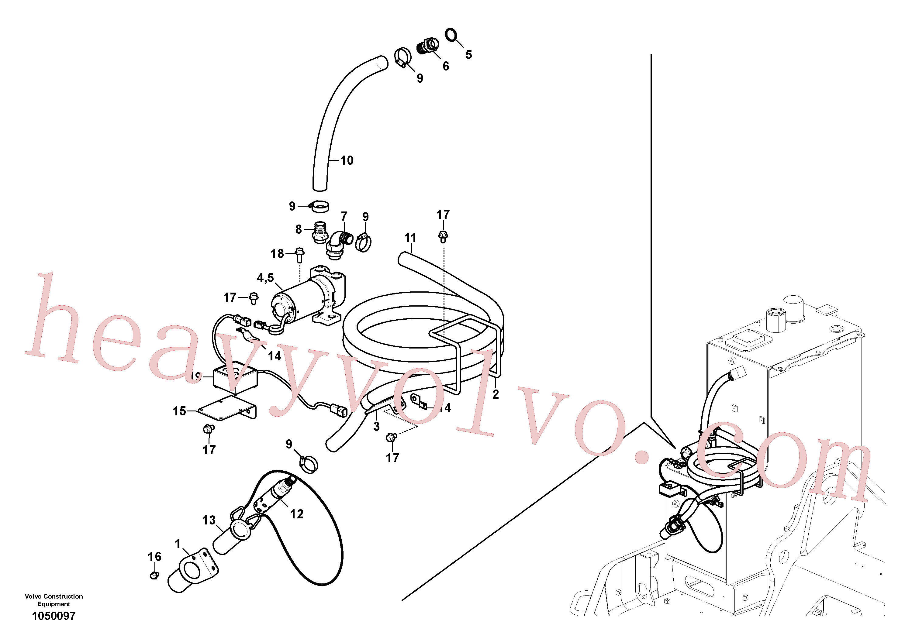 VOE14668074 for Volvo Fuel filling pump with assembling details(1050097 assembly)