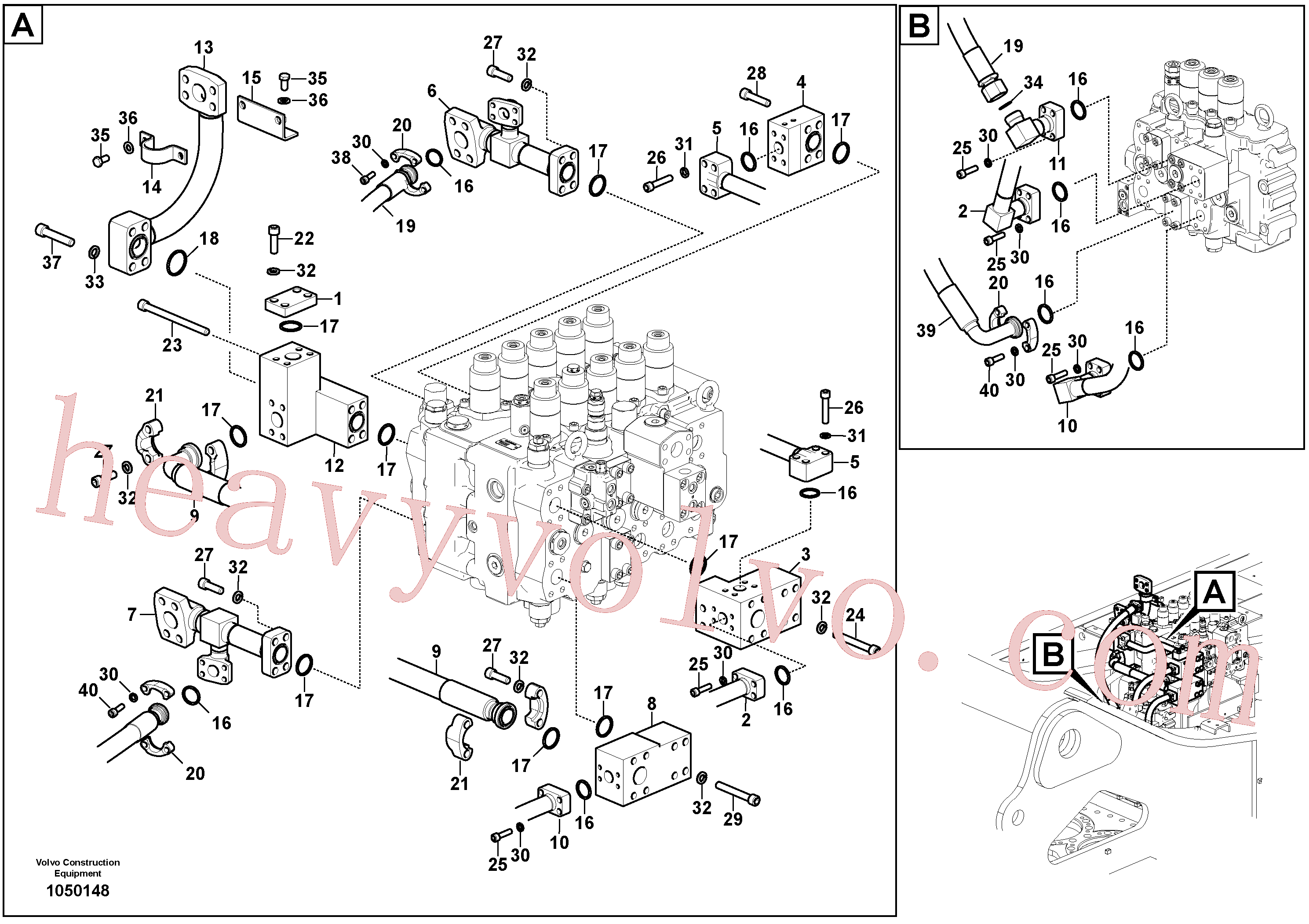 VOE993158 for Volvo Hydraulic system, control valve to control valve(1050148 assembly)