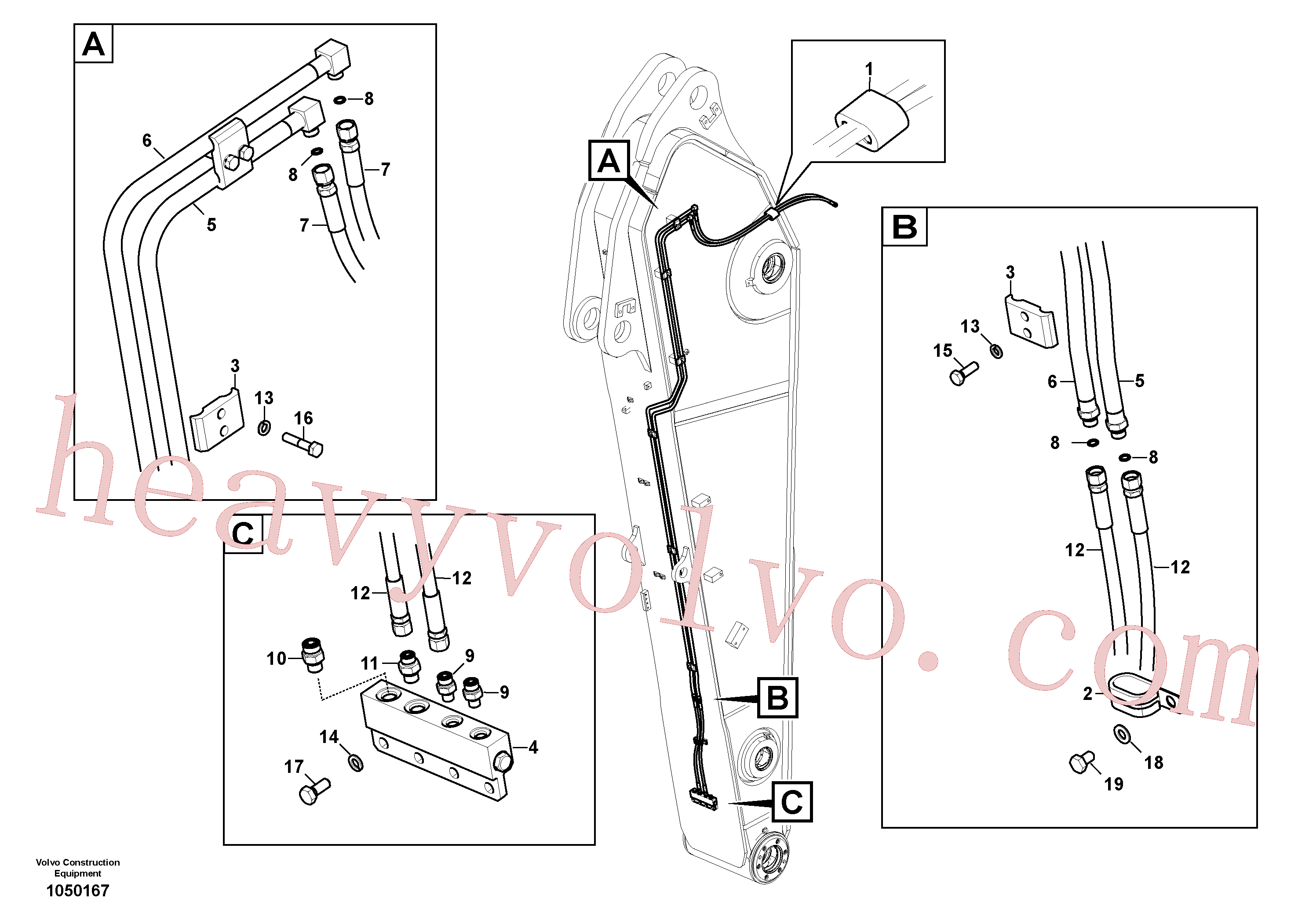 SA1174-58220 for Volvo Working hydraulic, quick fit on dipper arm(1050167 assembly)