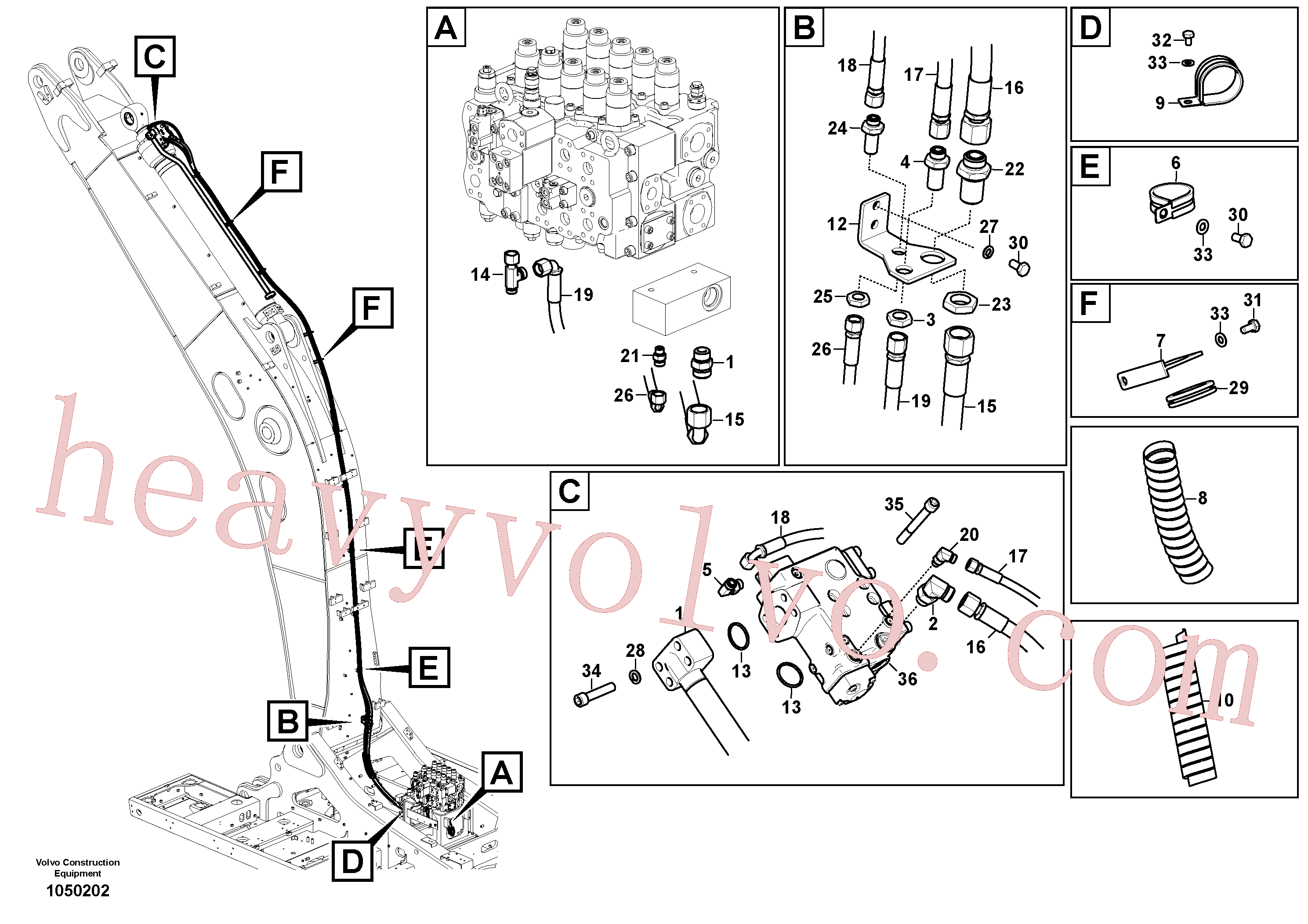 VOE993158 for Volvo Working hydraulic, dipper arm rupture(1050202 assembly)