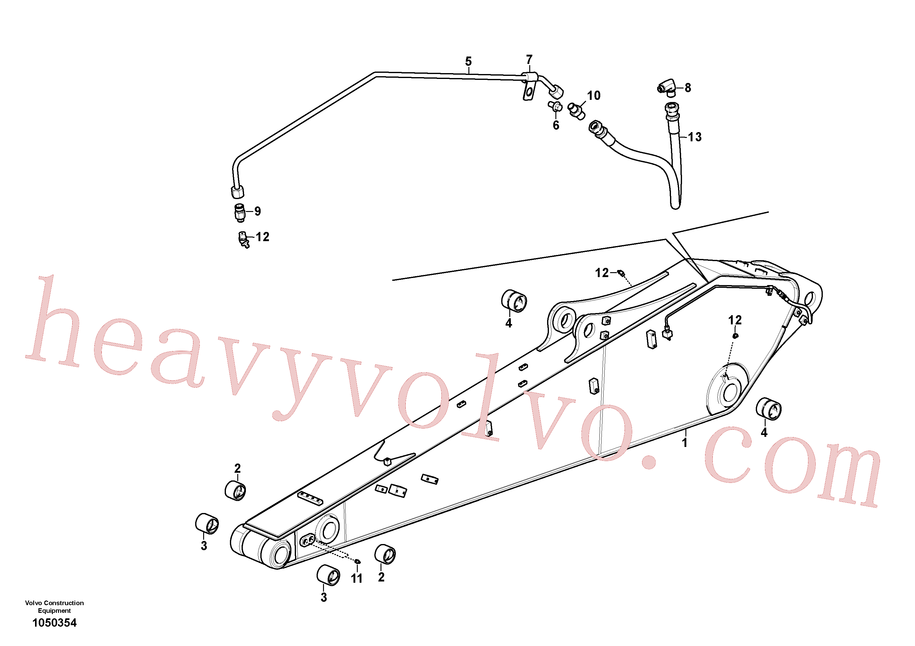 VOE14707547 for Volvo Dipper arm and grease piping with piping seat(1050354 assembly)