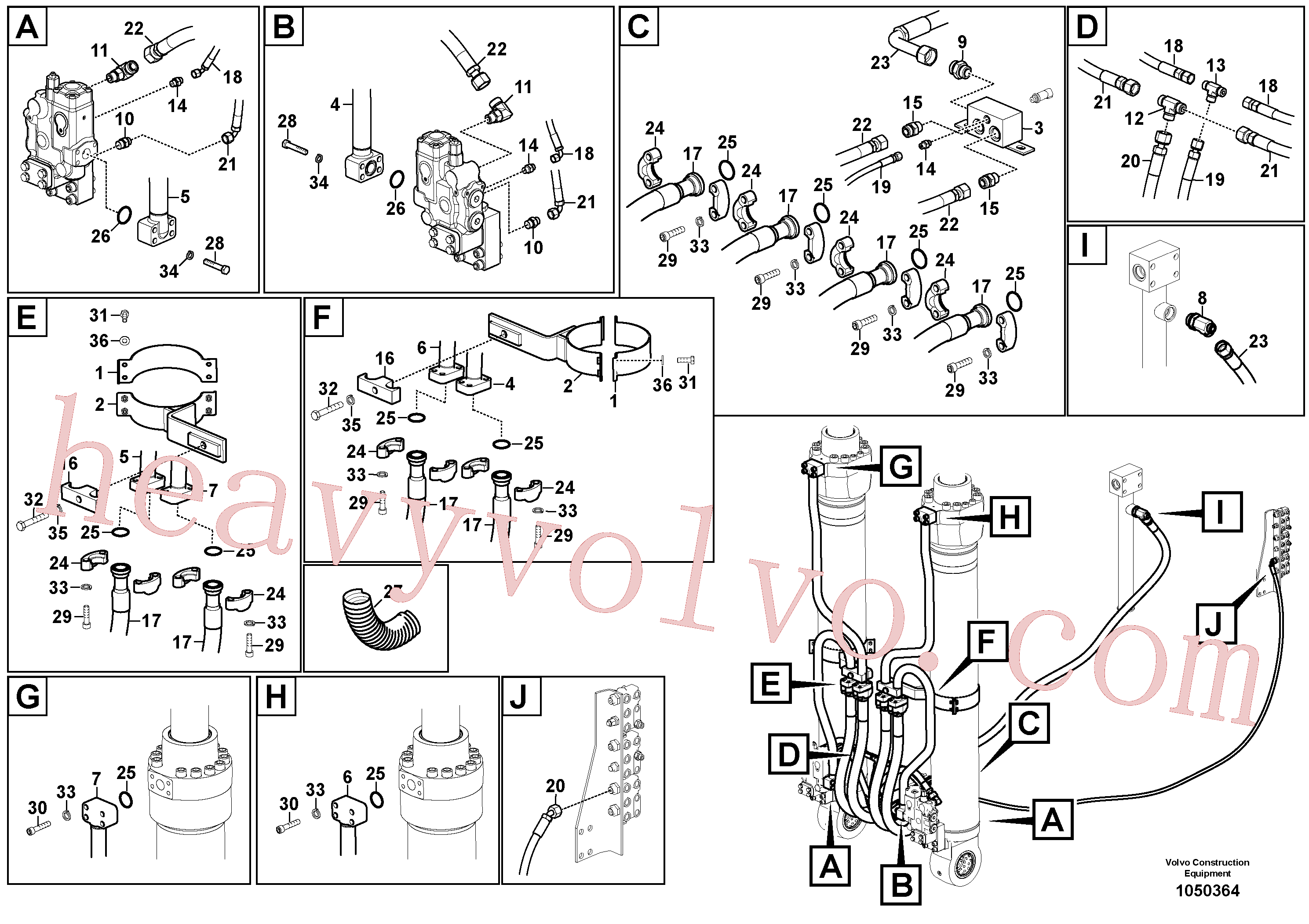 VOE937415 for Volvo Working hydraulic, boom cylinder(1050364 assembly)