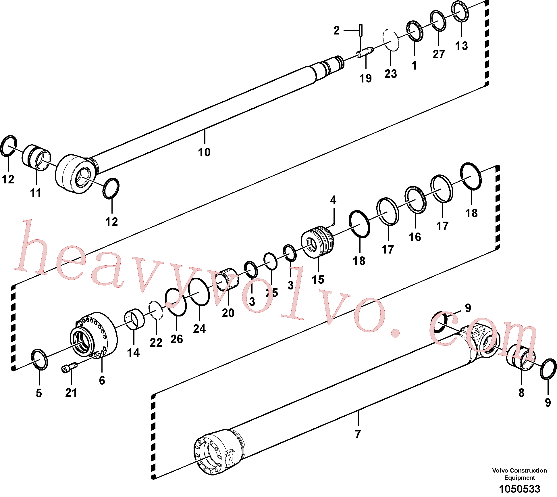 VOE14509074 for Volvo Dipper arm cylinder(1050533 assembly)