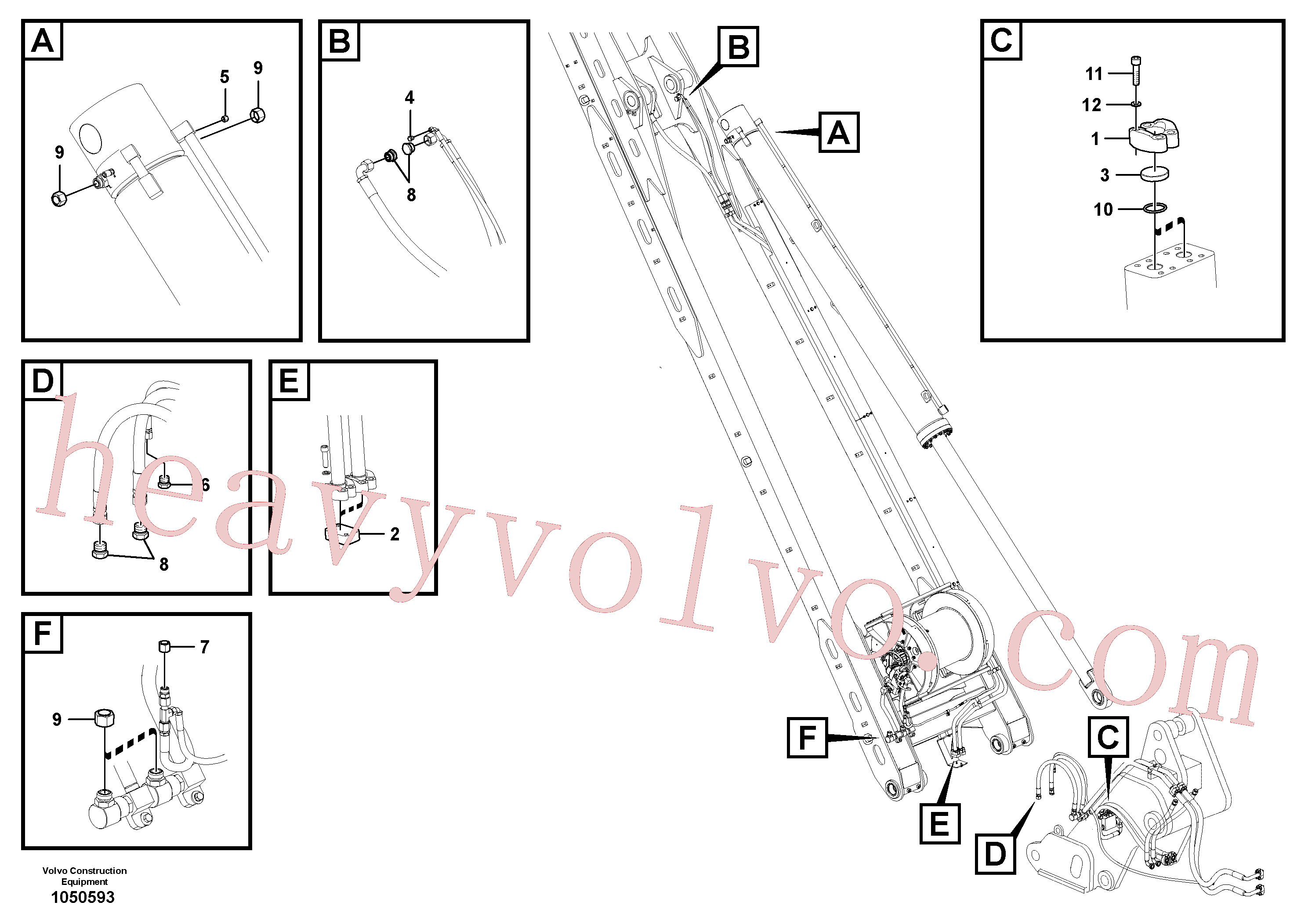 PJ4745001 for Volvo Working hydraulic, oil leak on boom(1050593 assembly)