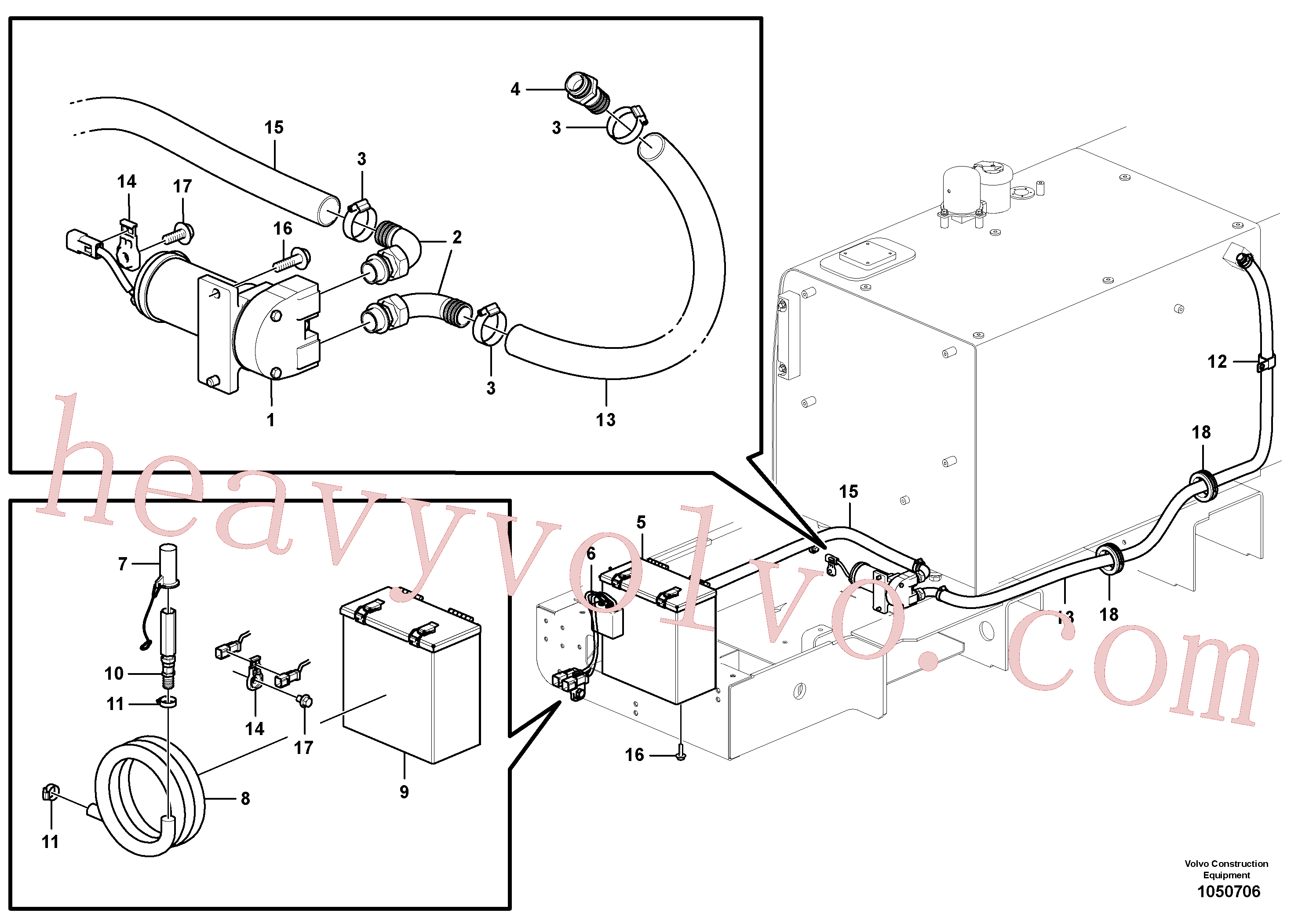 VOE14668074 for Volvo Fuel filling pump with assembling details(1050706 assembly)