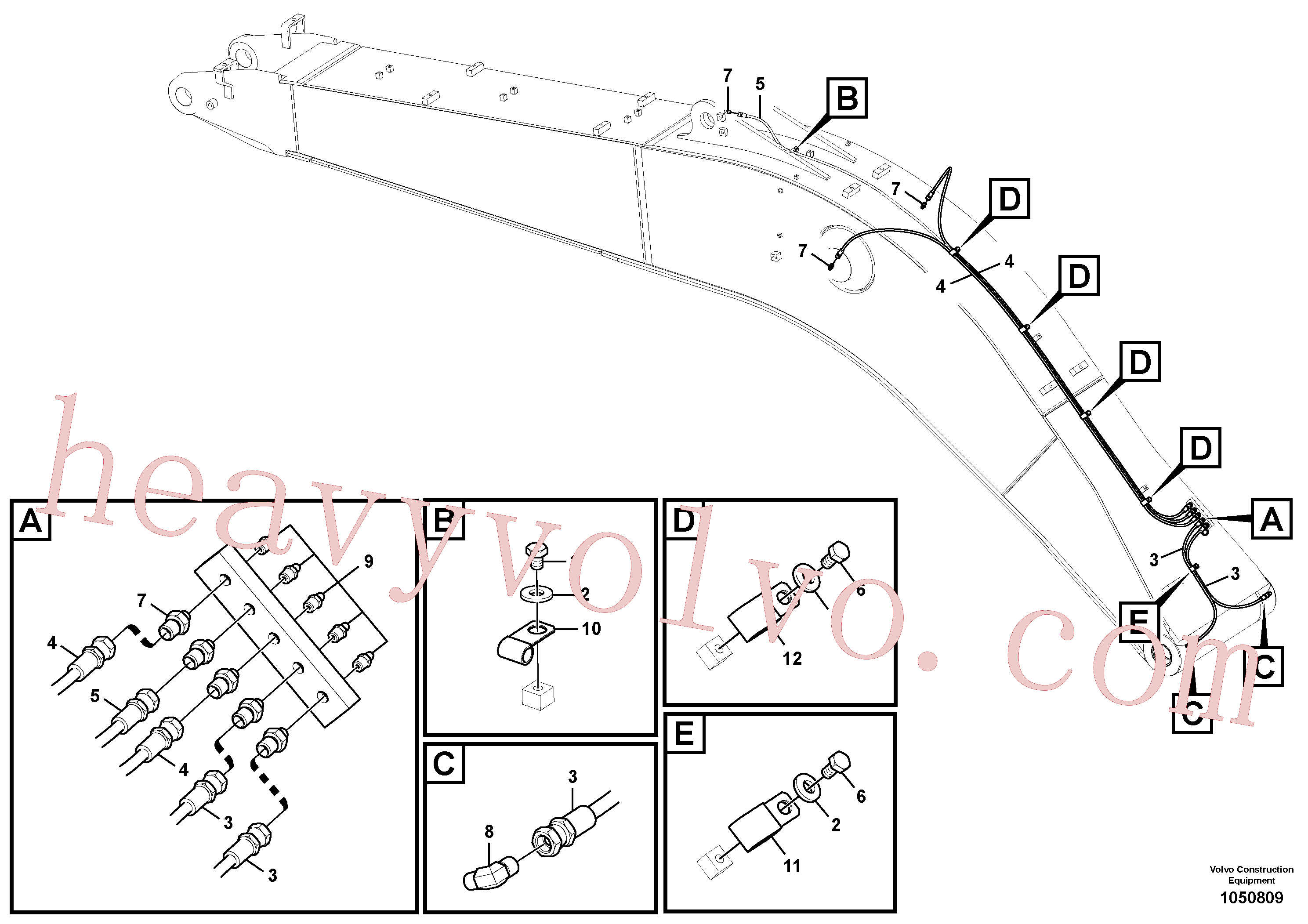 SA9482-02111 for Volvo Boom and grease piping(1050809 assembly)