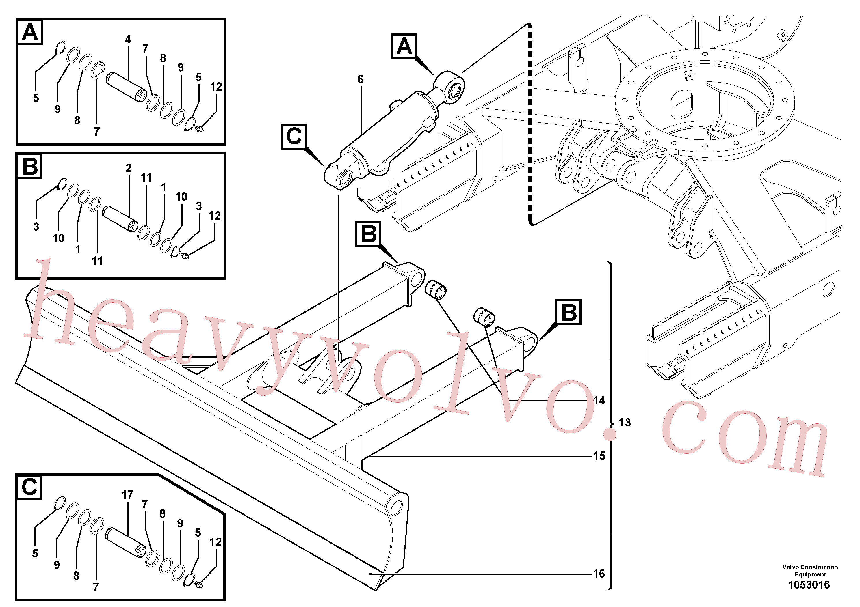 PJ3870304 for Volvo Dozer blade(1053016 assembly)