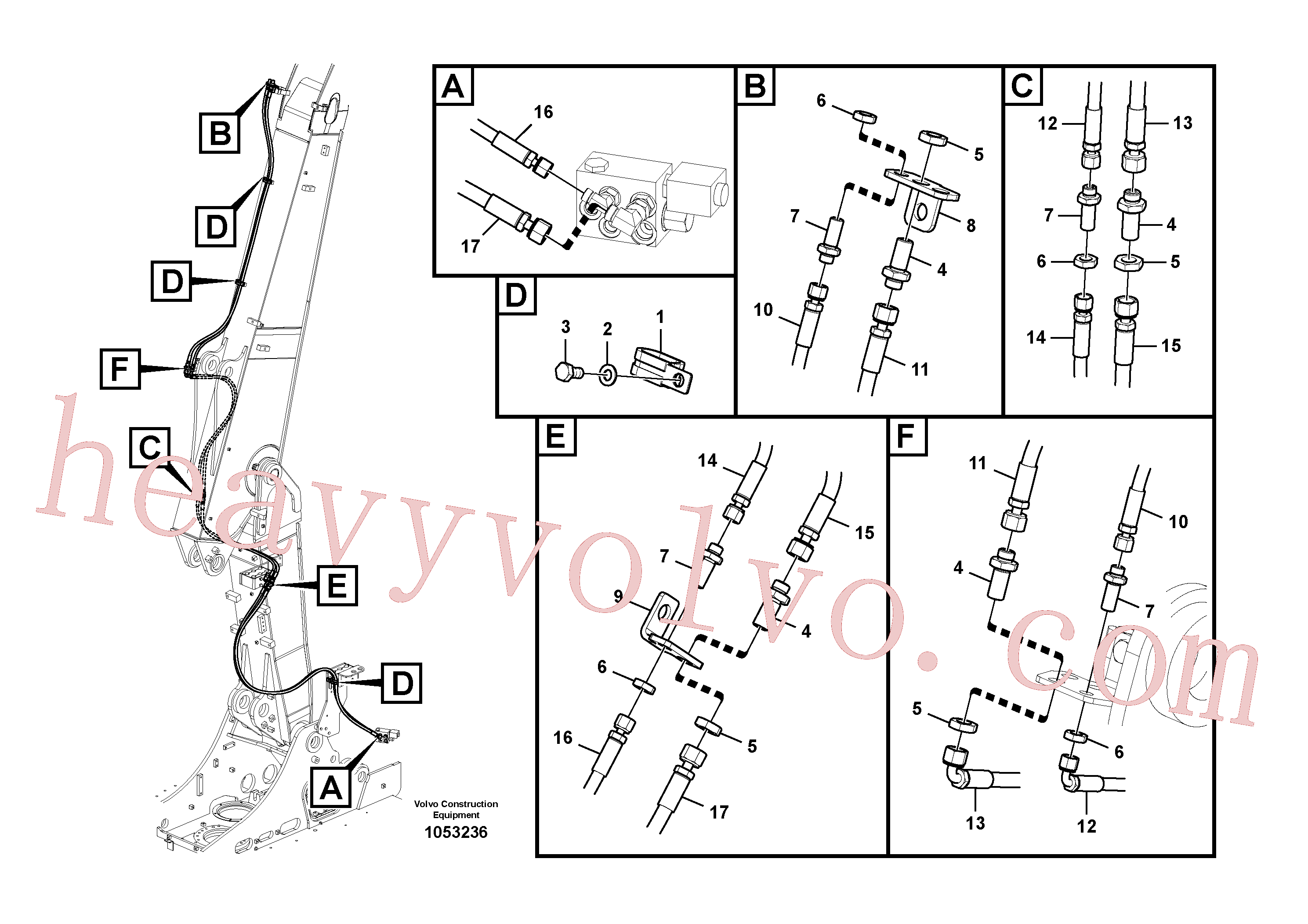 VOE14701653 for Volvo Working hydraulic, quick fit on boom(1053236 assembly)