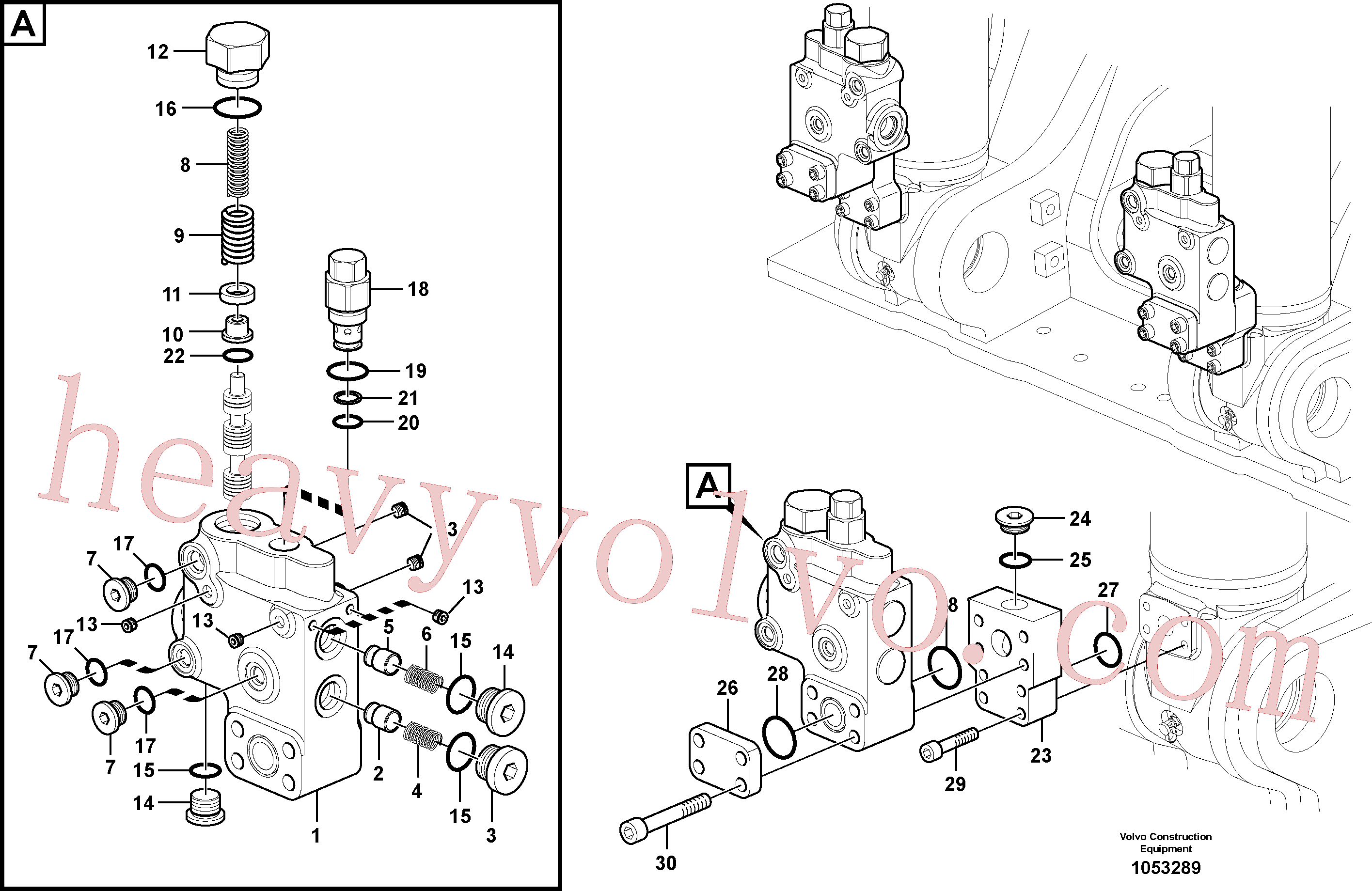 VOE14618236 for Volvo Working hydraulic, boom rupture valve mount(1053289 assembly)