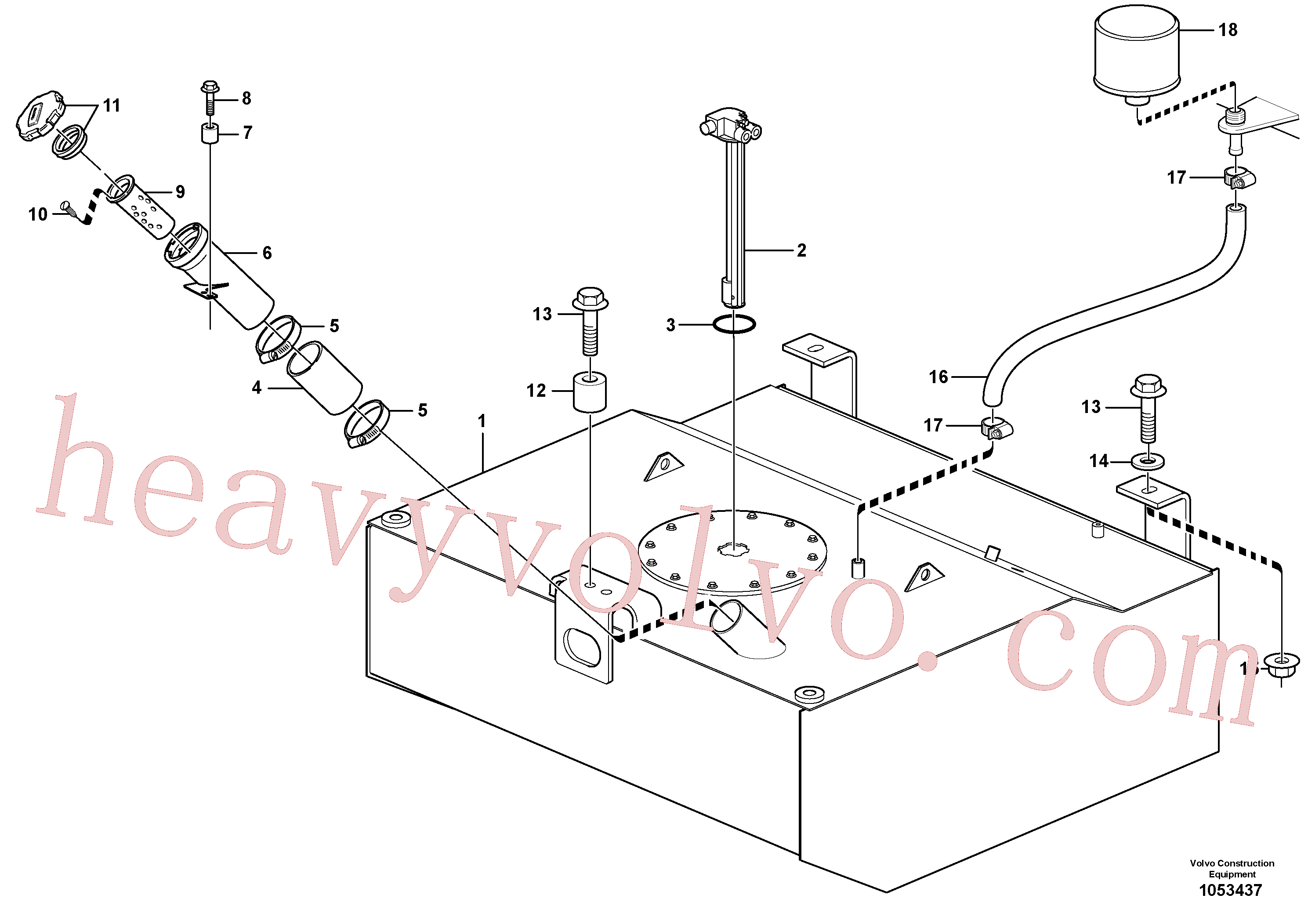 VOE8152009 for Volvo Fuel tank with fitting parts.(1053437 assembly)