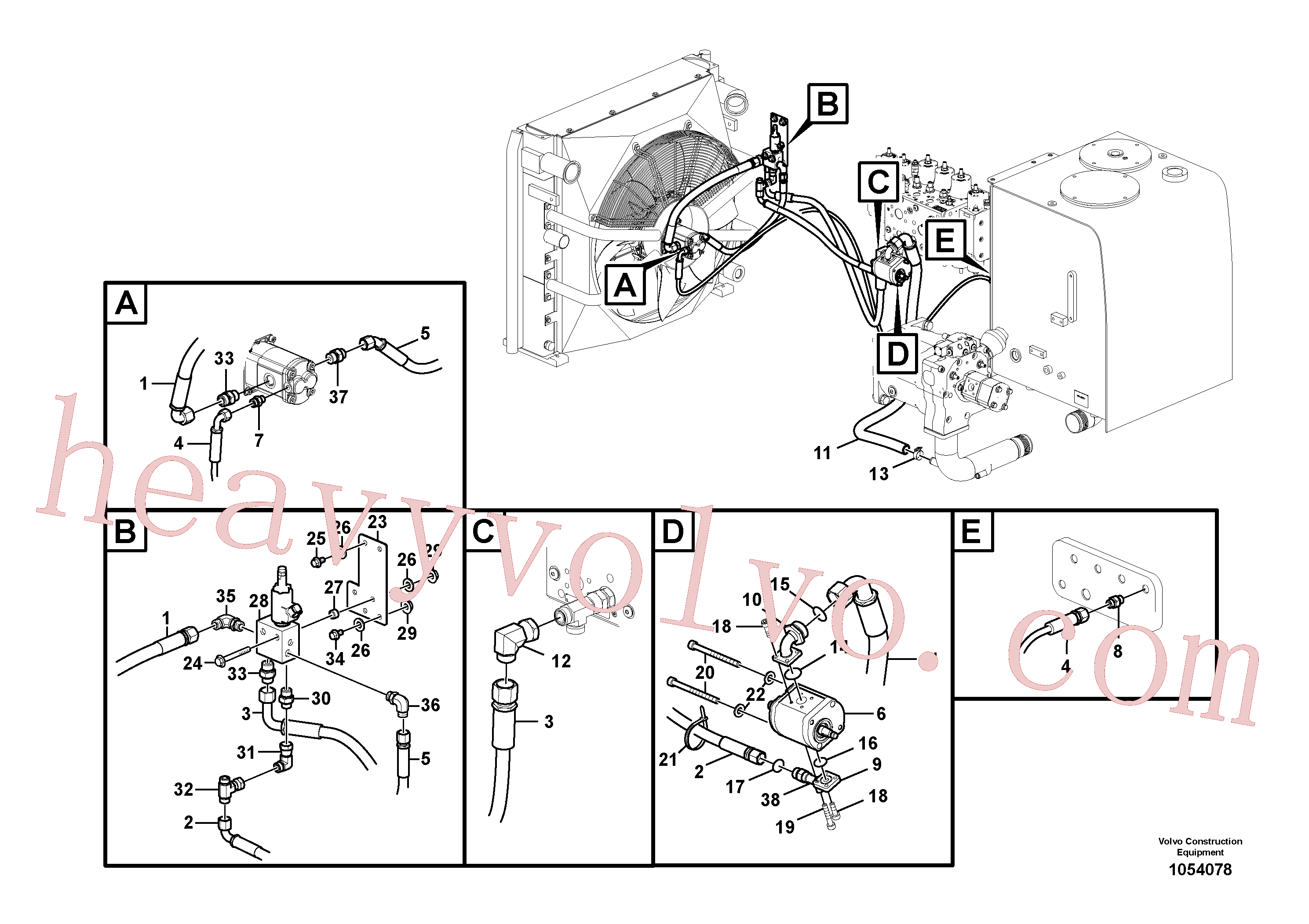 VOE14388438 for Volvo Hydraulic system, oil cooling system(1054078 assembly)