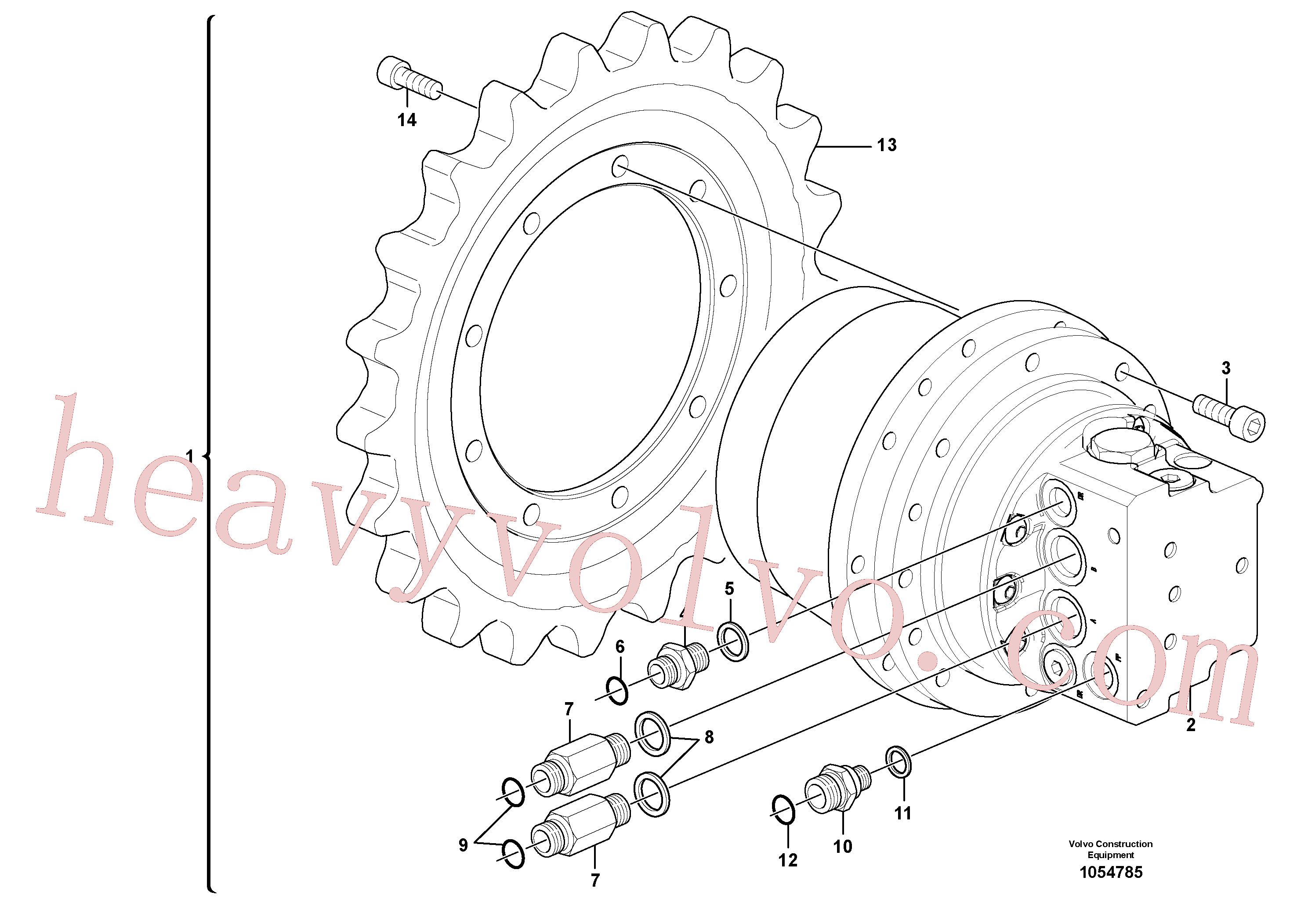 VOE15612535 for Volvo Travel motor with mounting parts(1054785 assembly)