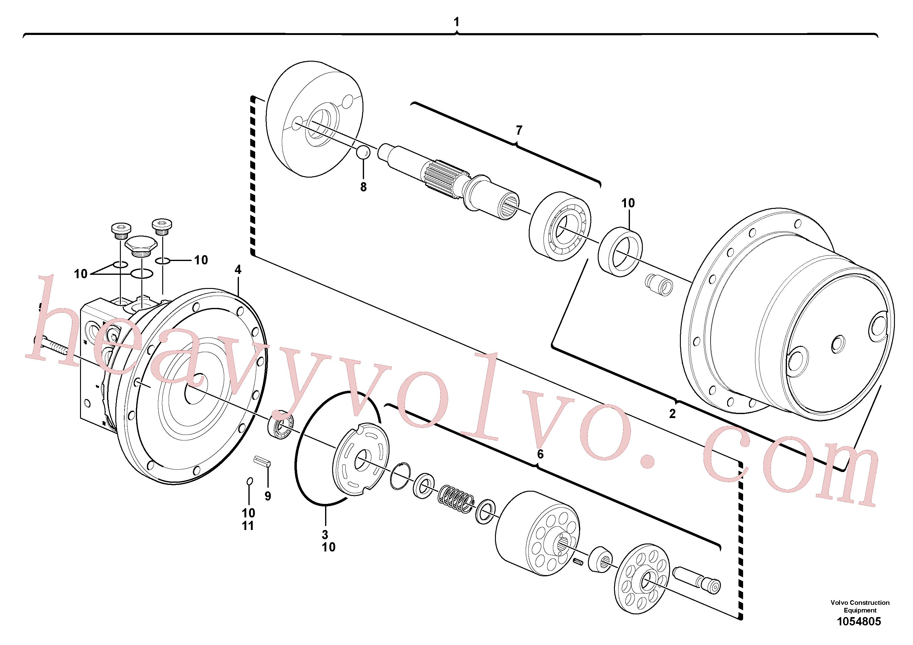 VOE15160057 for Volvo Travelling gear motor assy / without brake(1054805 assembly)