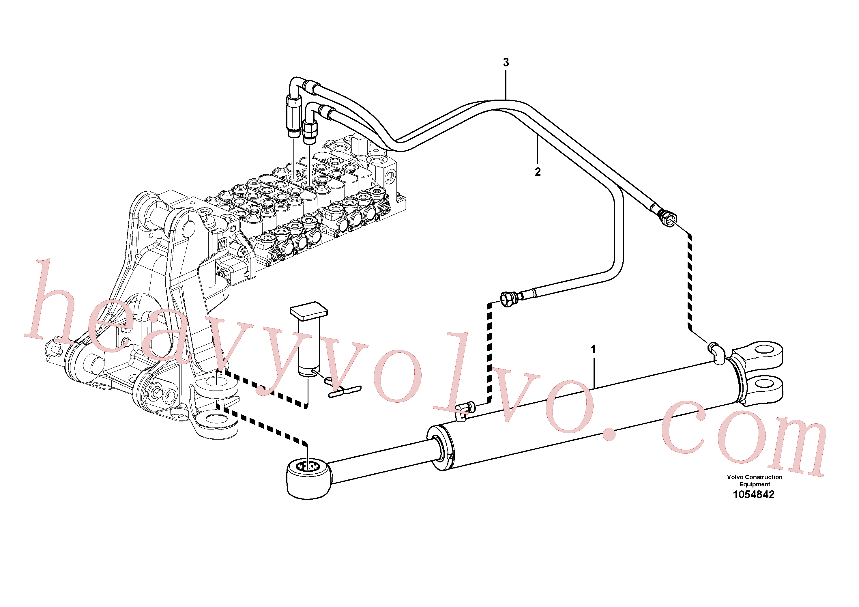 VOE15618744 for Volvo Hydraulic system, control valve to boom, Hydraulic circuit, upper frame(1054842 assembly)