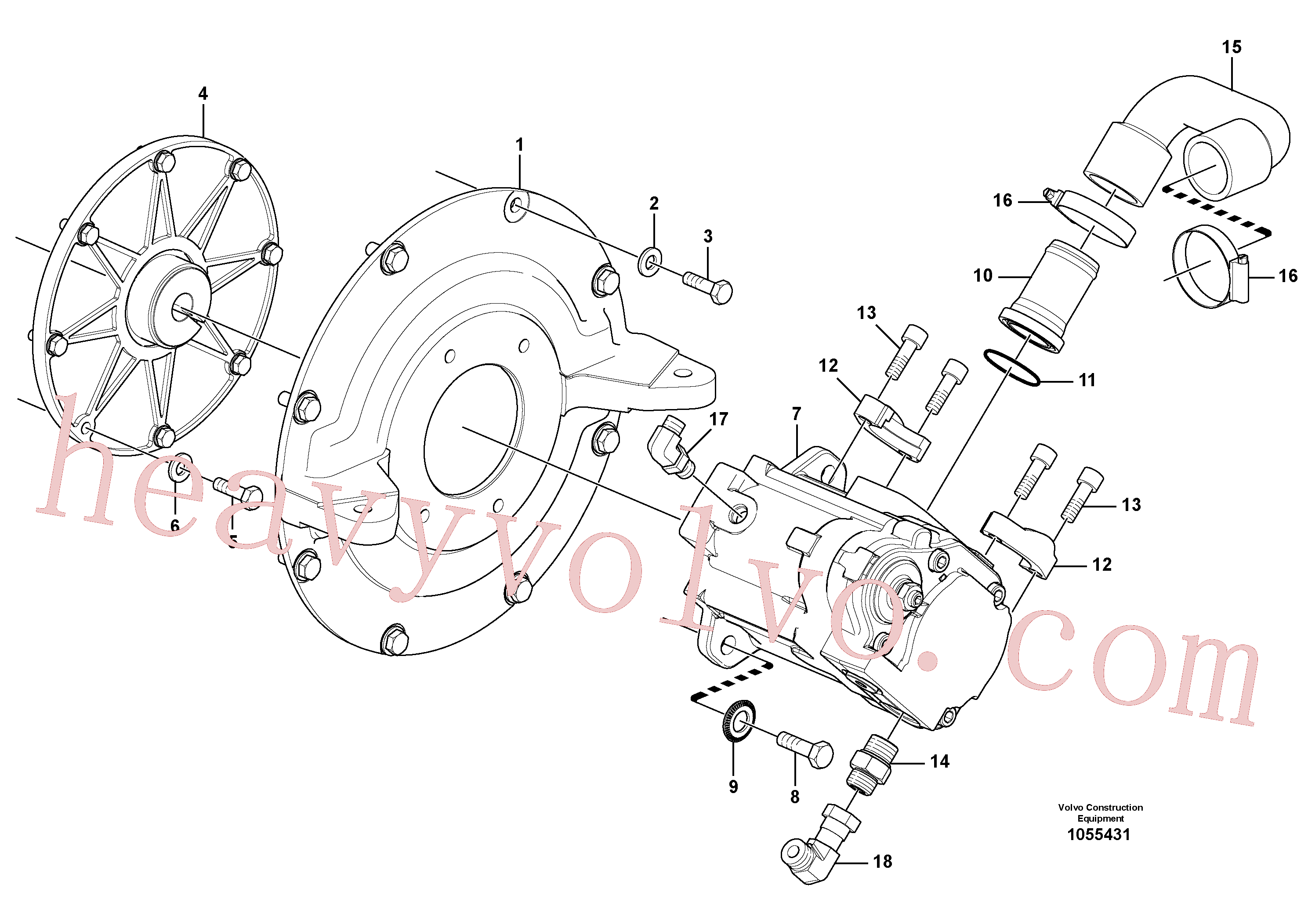 VOE11802747 for Volvo Hydraulic pump with fitting parts(1055431 assembly)