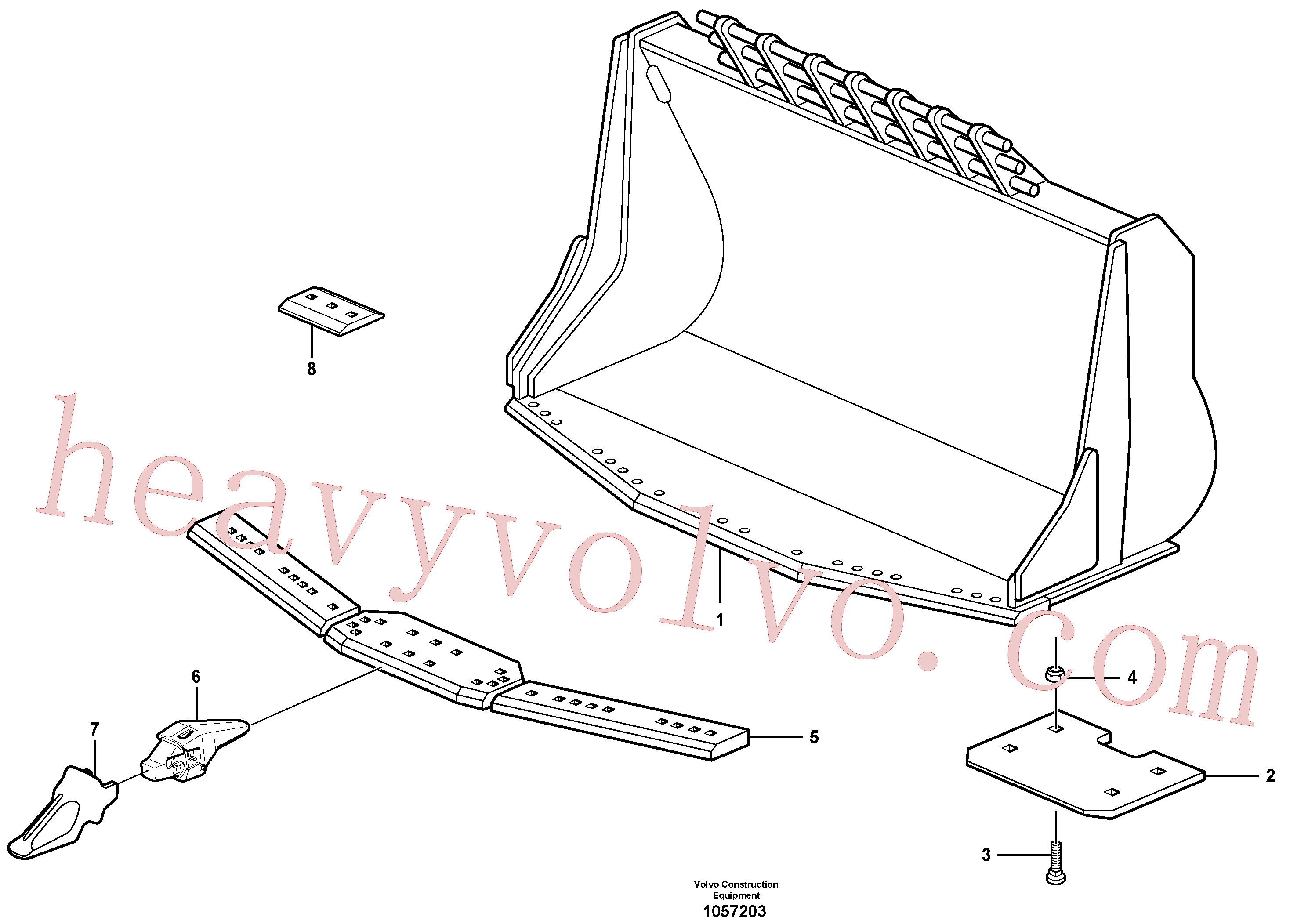 VOE11142572 for Volvo Bucket,spade nose, alt. edge savers or teeth(1057203 assembly)