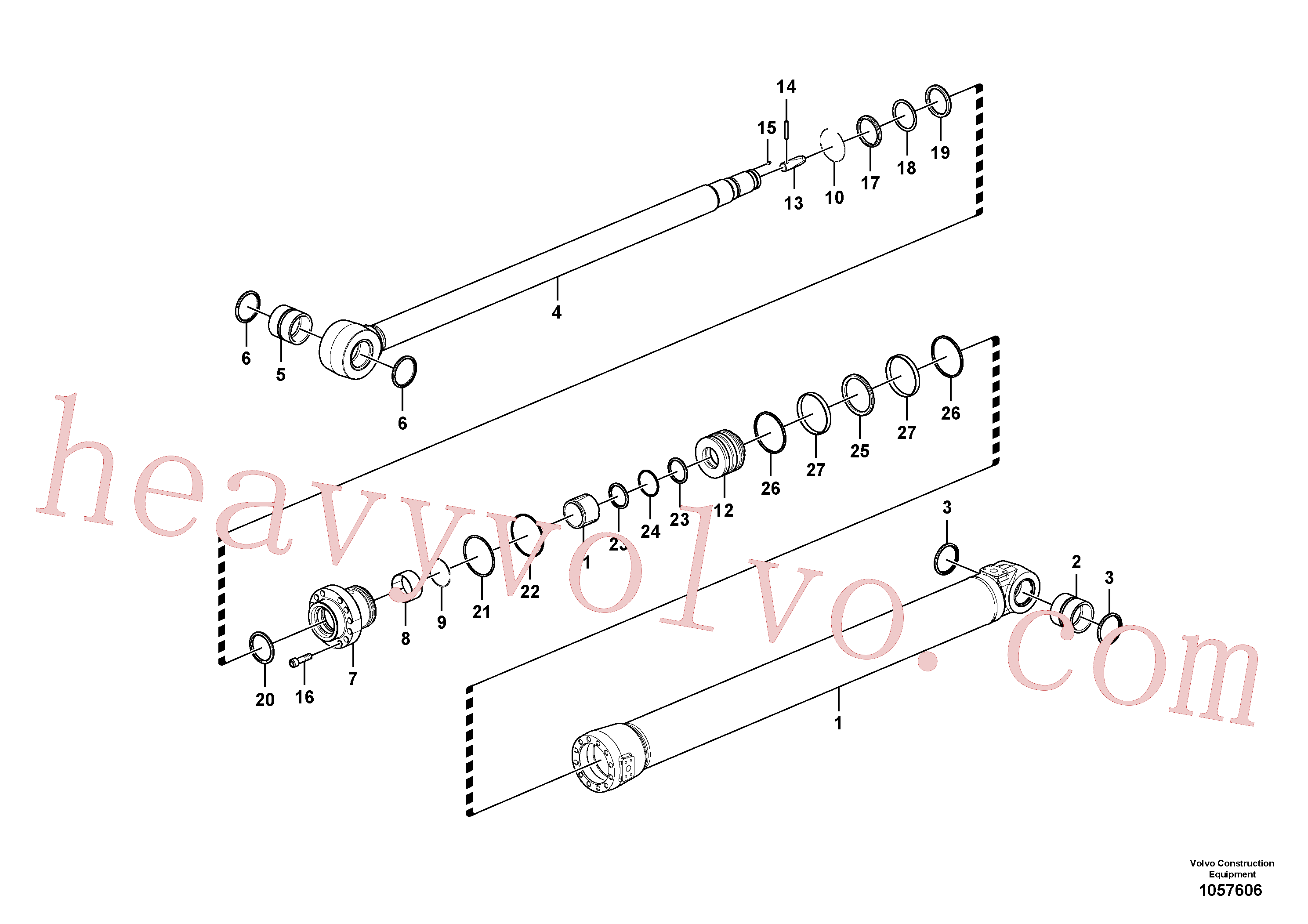 VOE14606250 for Volvo Dipper arm cylinder(1057606 assembly)