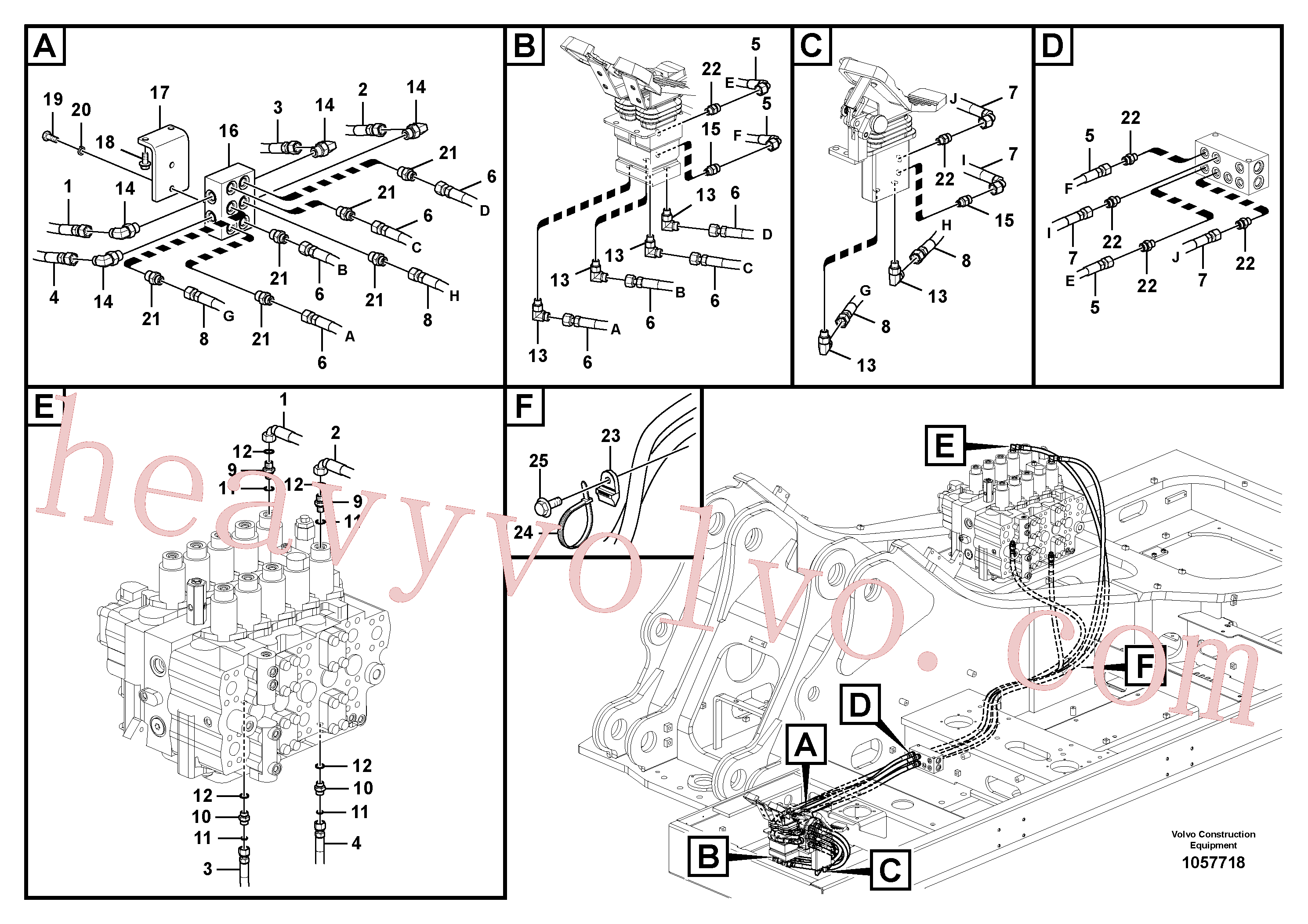 VOE939907 for Volvo Servo system, control valve to remote control valve pedal(1057718 assembly)