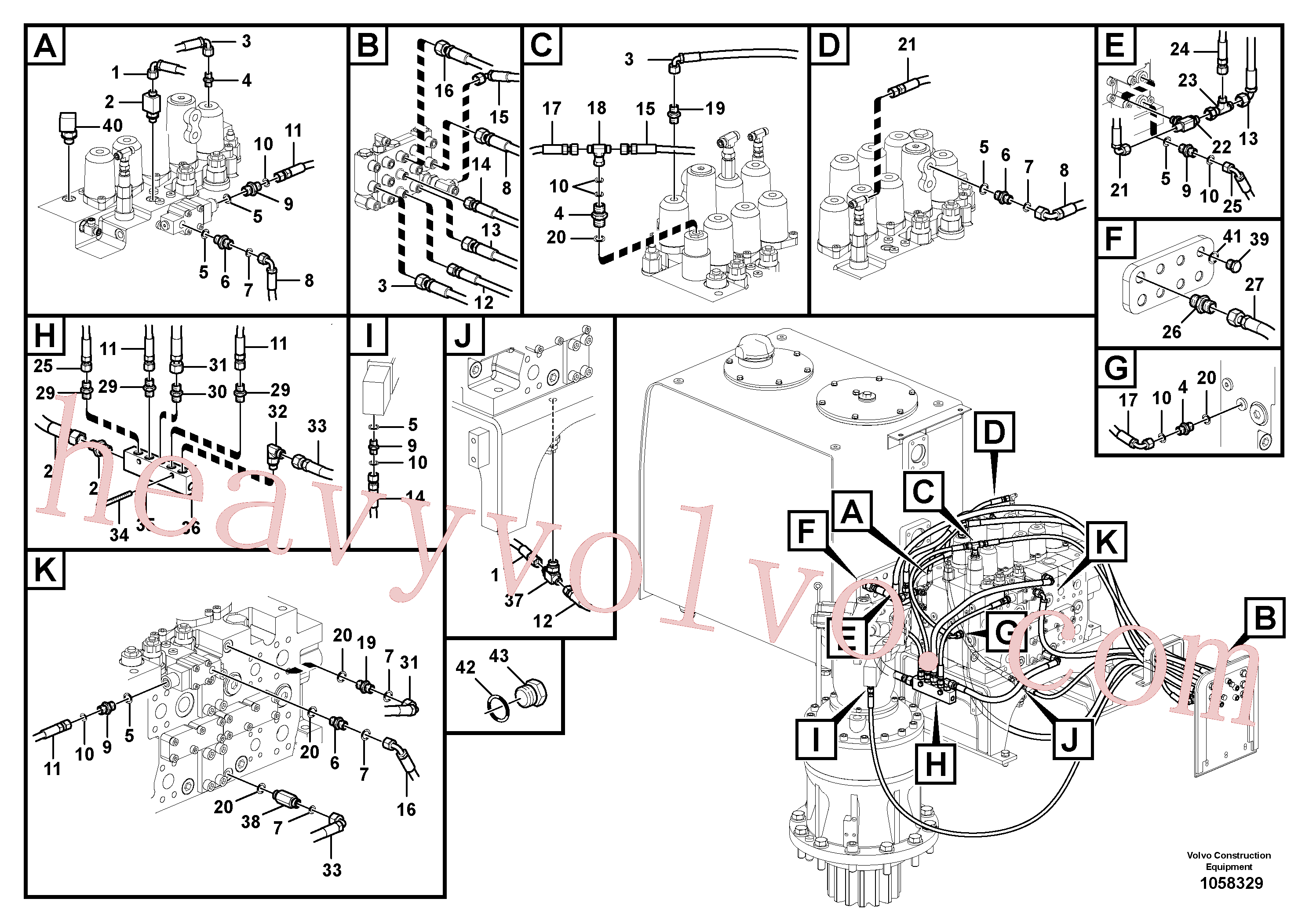 VOE14880086 for Volvo Servo system, control valve to remote control valve(1058329 assembly)