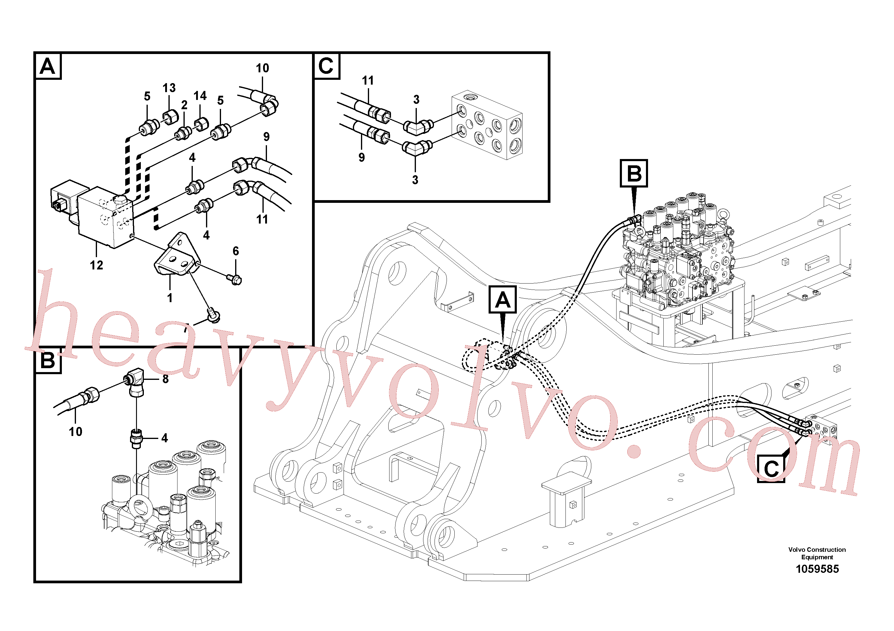 VOE936675 for Volvo Working hydraulic, quick fit on upper frame(1059585 assembly)