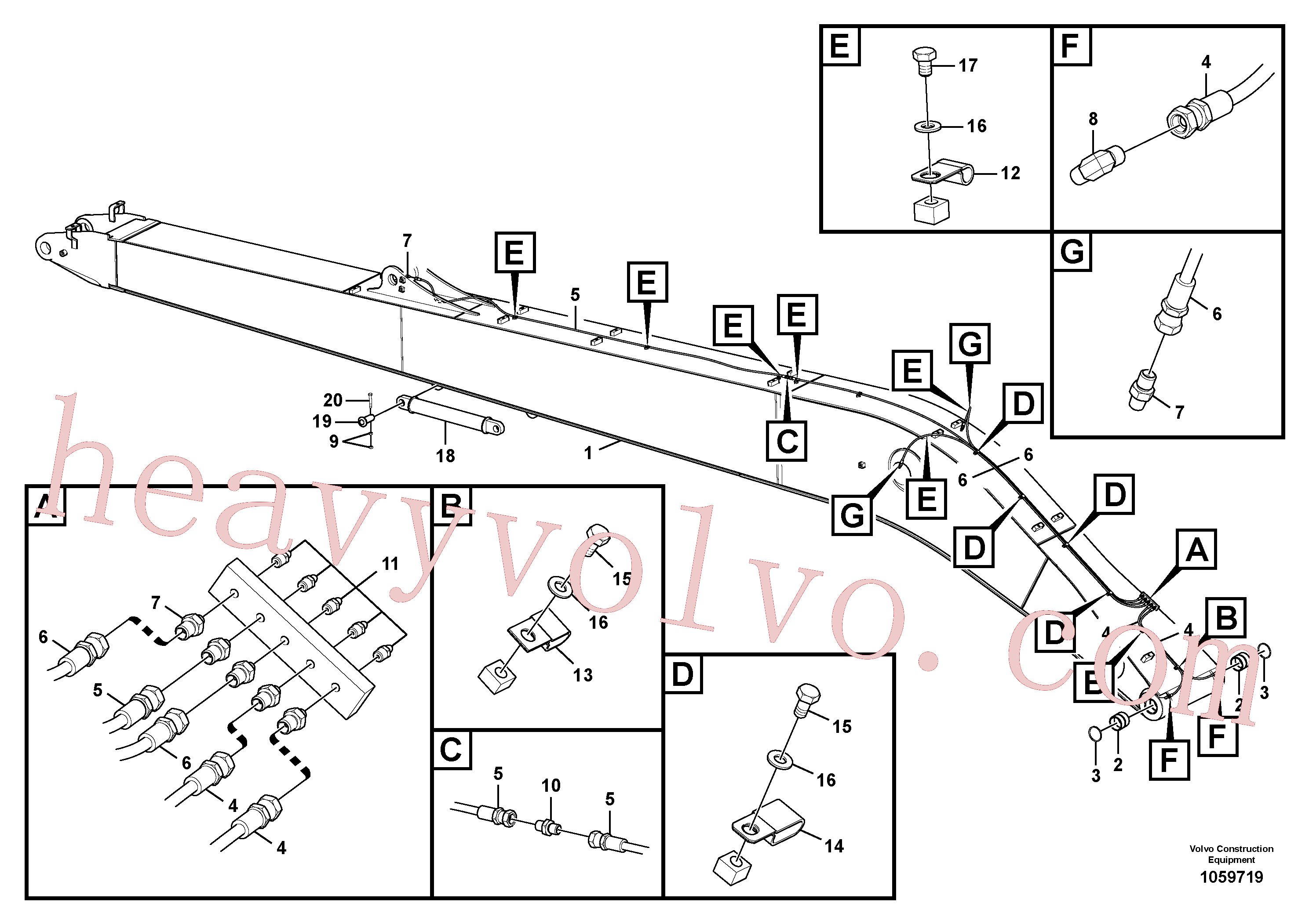 VOE14546808 for Volvo Boom and grease piping, long reach(1059719 assembly)