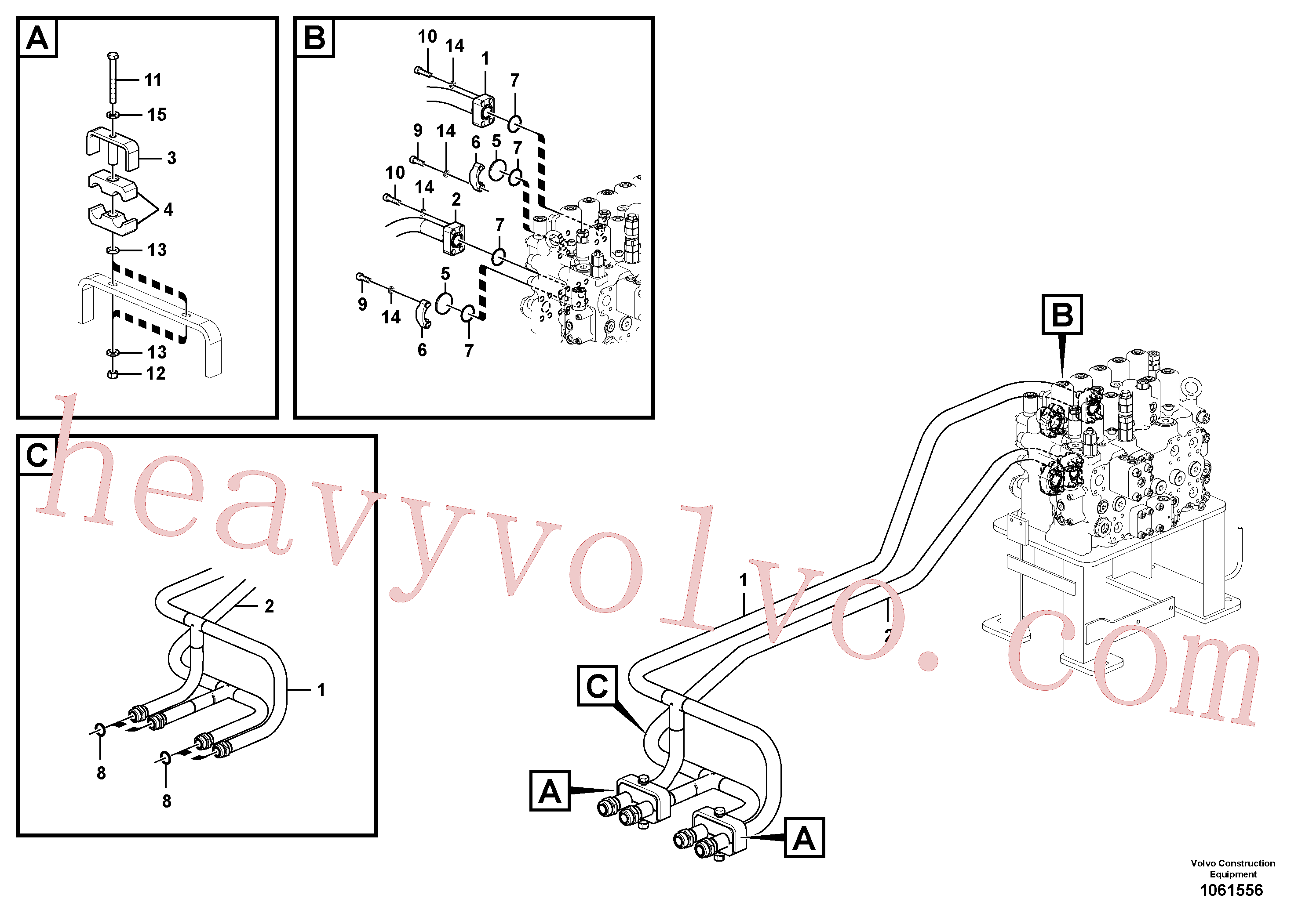 SA9011-21420 for Volvo Hydraulic system, control valve to boom and swing(1061556 assembly)