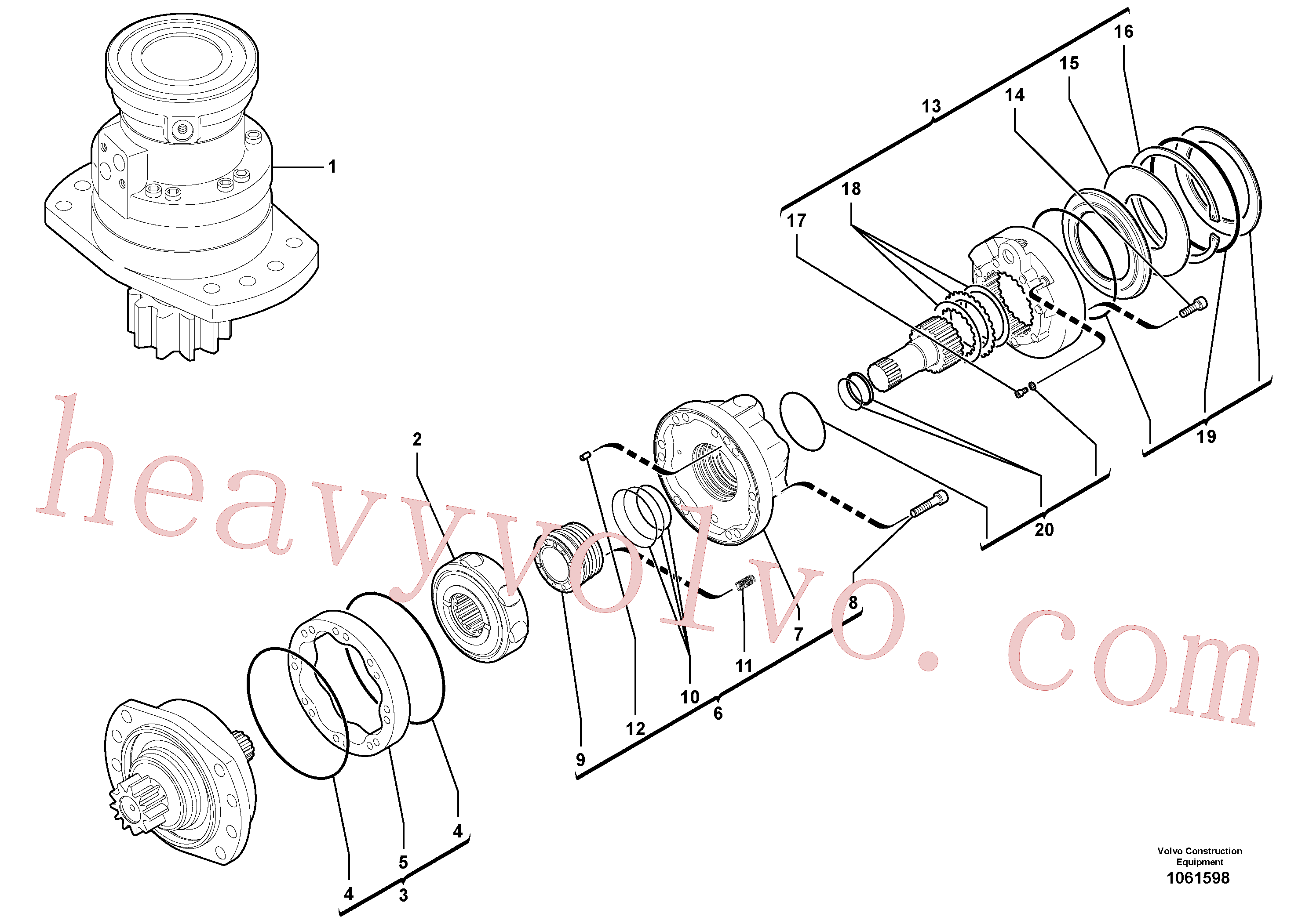 VOE11712802 for Volvo Slewing gear motor(1061598 assembly)