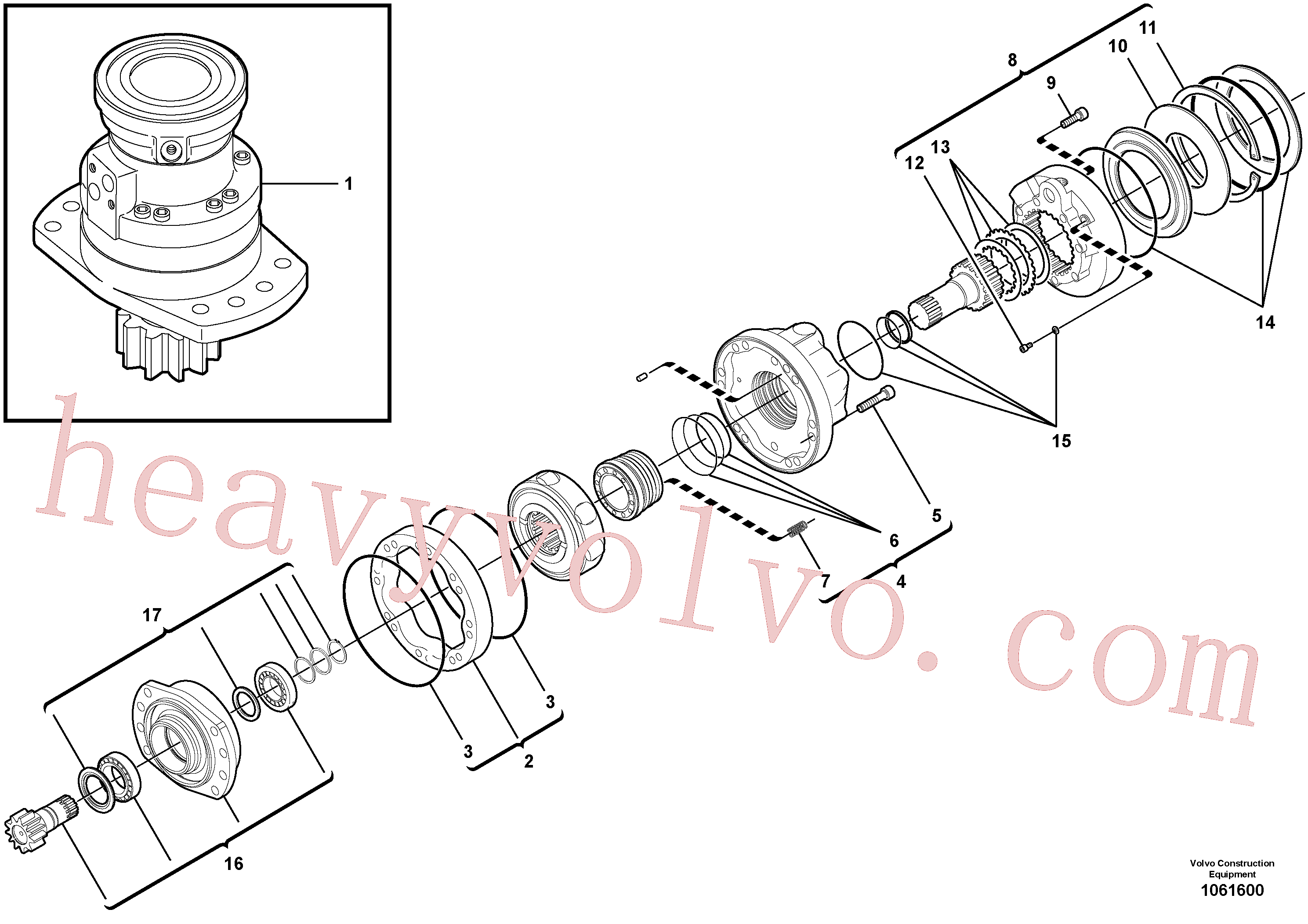 VOE11712802 for Volvo Slewing gear motor(1061600 assembly)