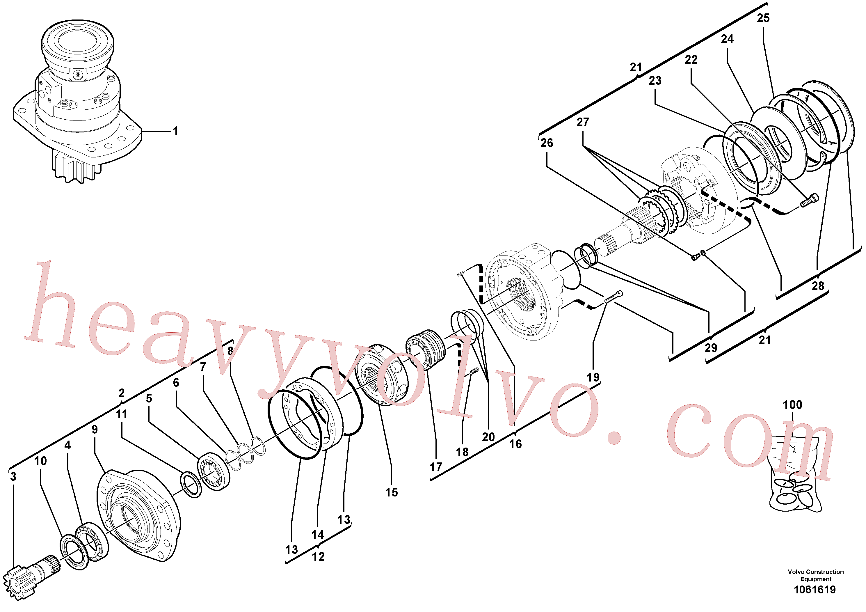 VOE11715643 for Volvo Slewing gear motor(1061619 assembly)