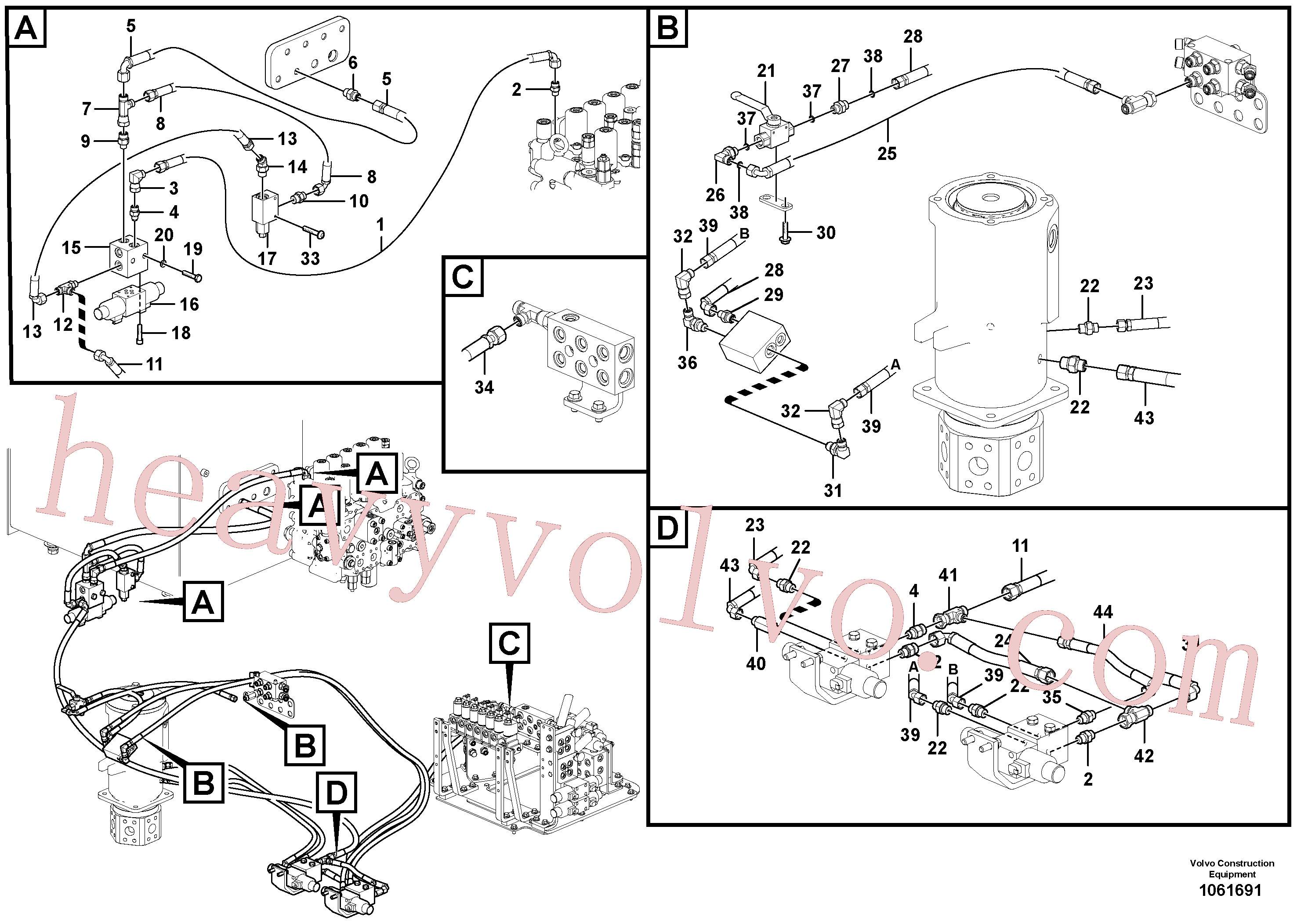 VOE936474 for Volvo Servo system, control valve to solenoid valve(1061691 assembly)