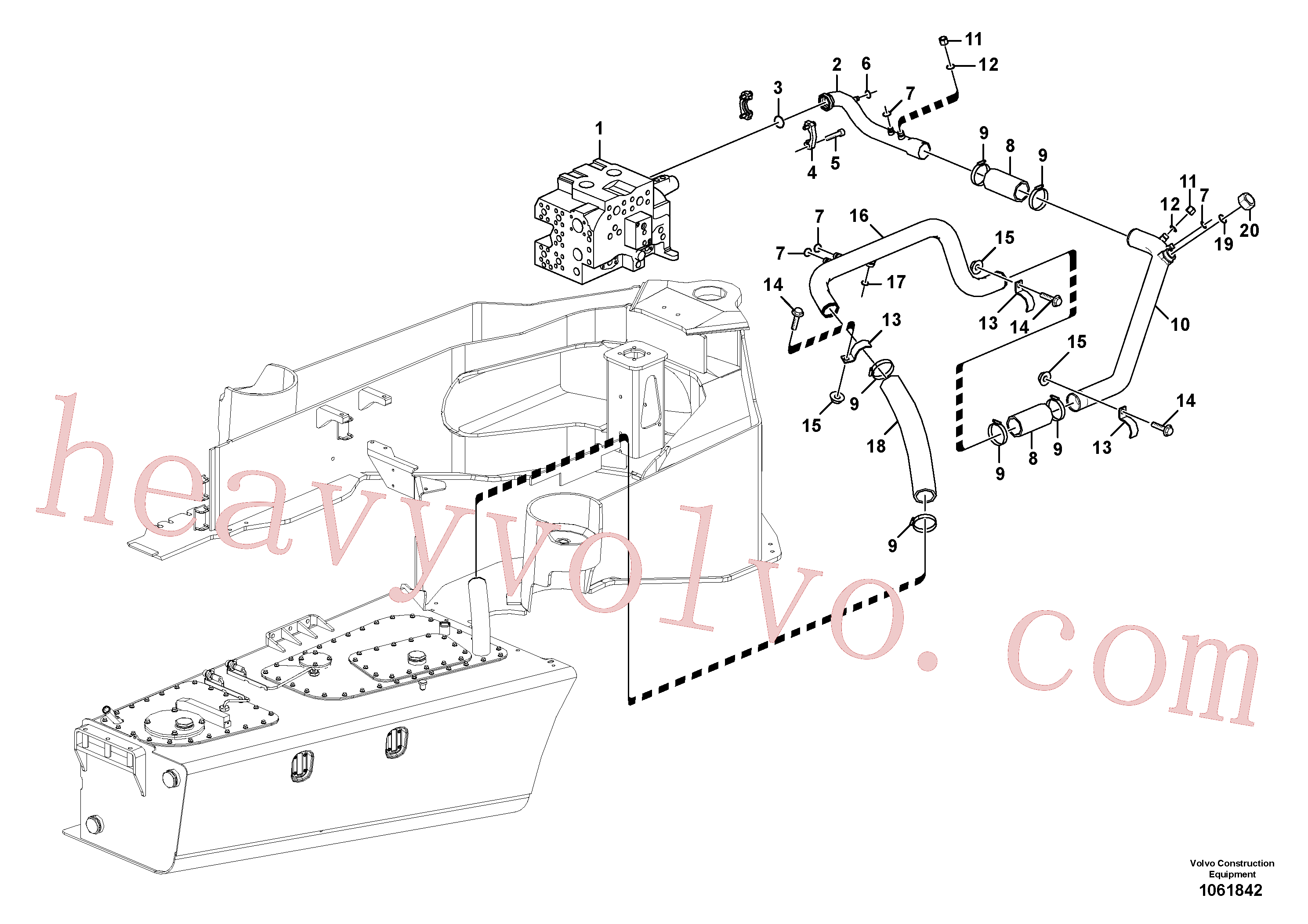 VOE981291 for Volvo Hydraulic system, oil return pipe(1061842 assembly)