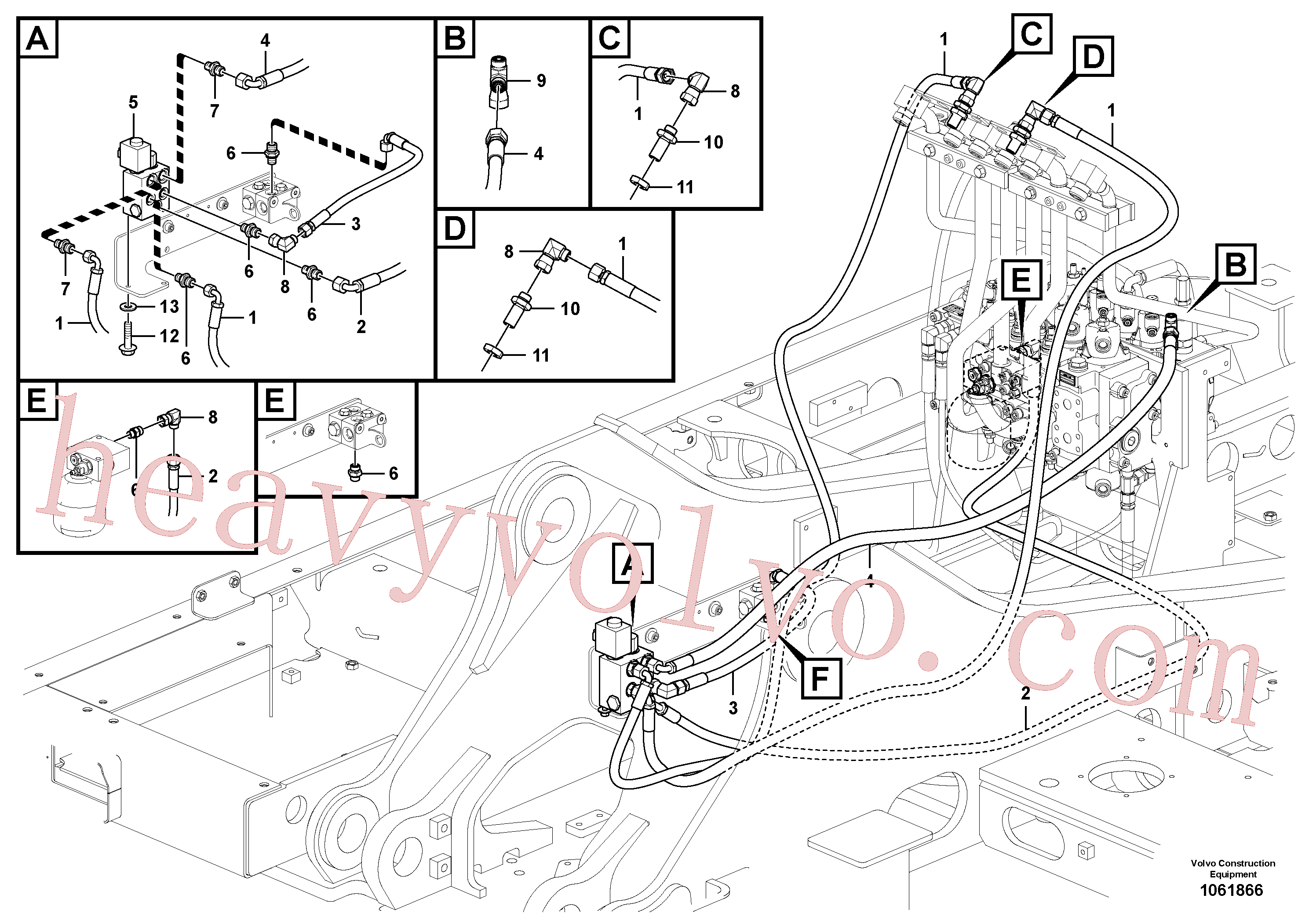 VOE937878 for Volvo Working hydraulic, quick fit on upper frame(1061866 assembly)