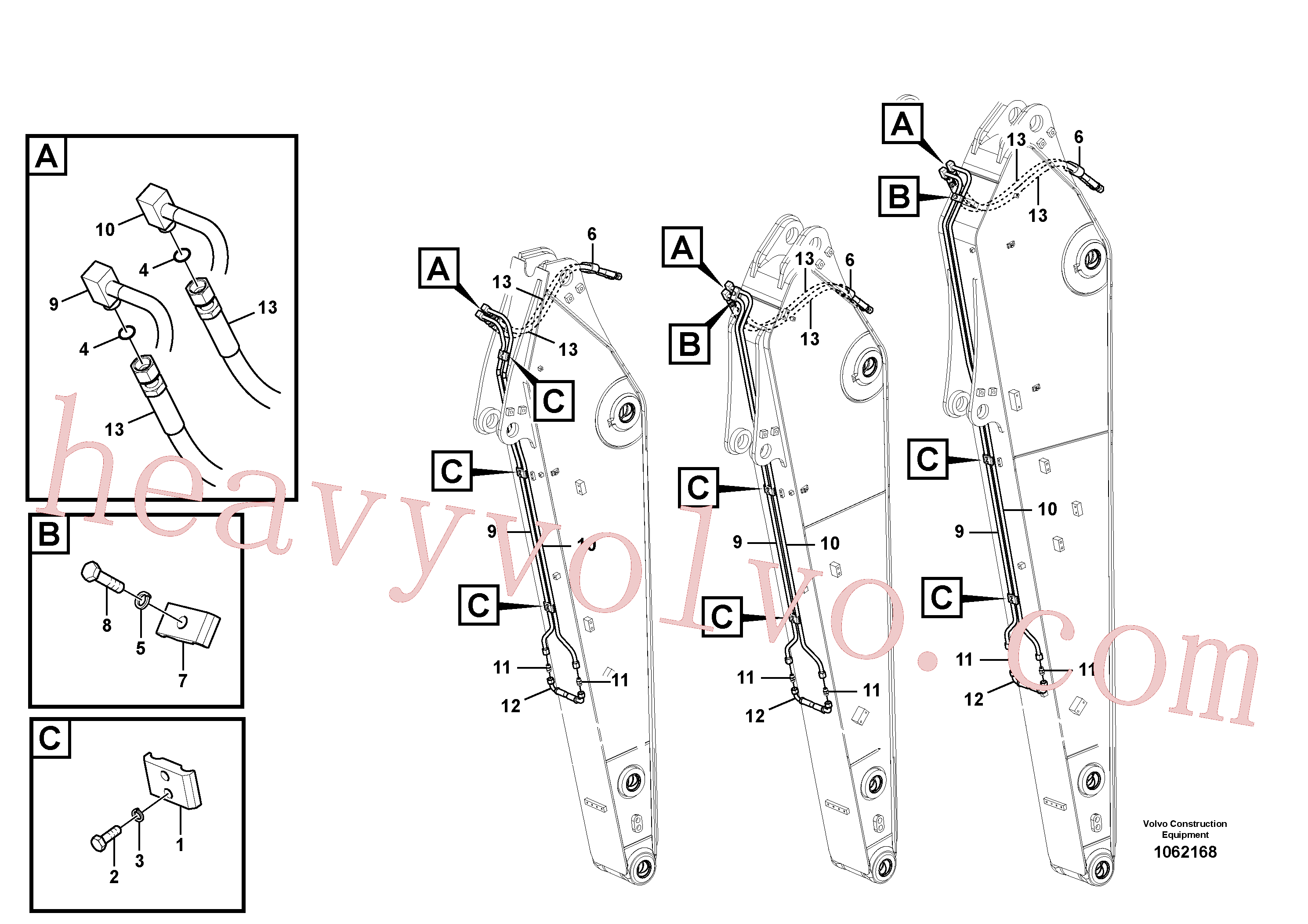 VOE14539709 for Volvo Working hydraulic, slope and rotator on dipper arm(1062168 assembly)