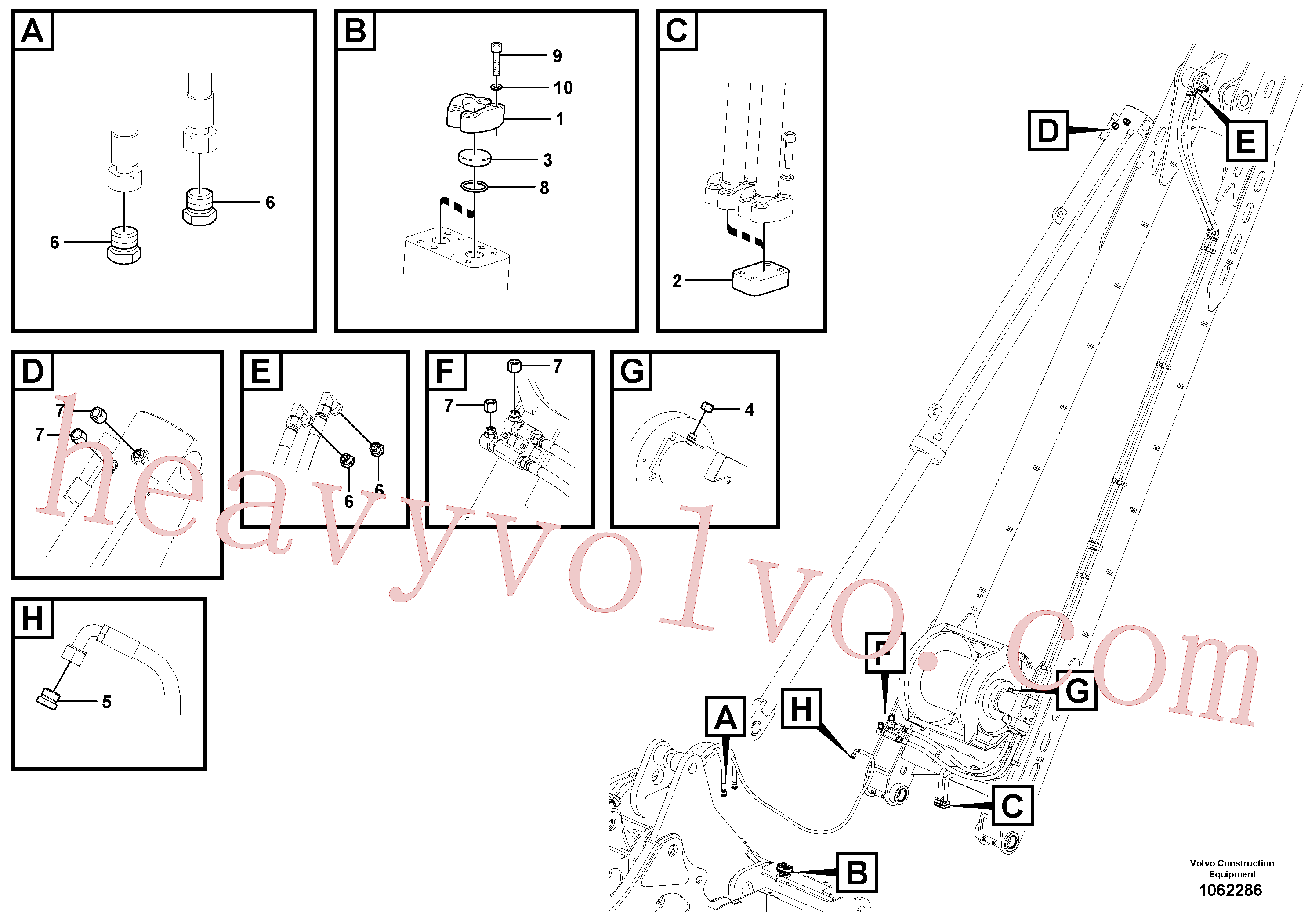 VOE935652 for Volvo Working hydraulic, oil leak on boom(1062286 assembly)