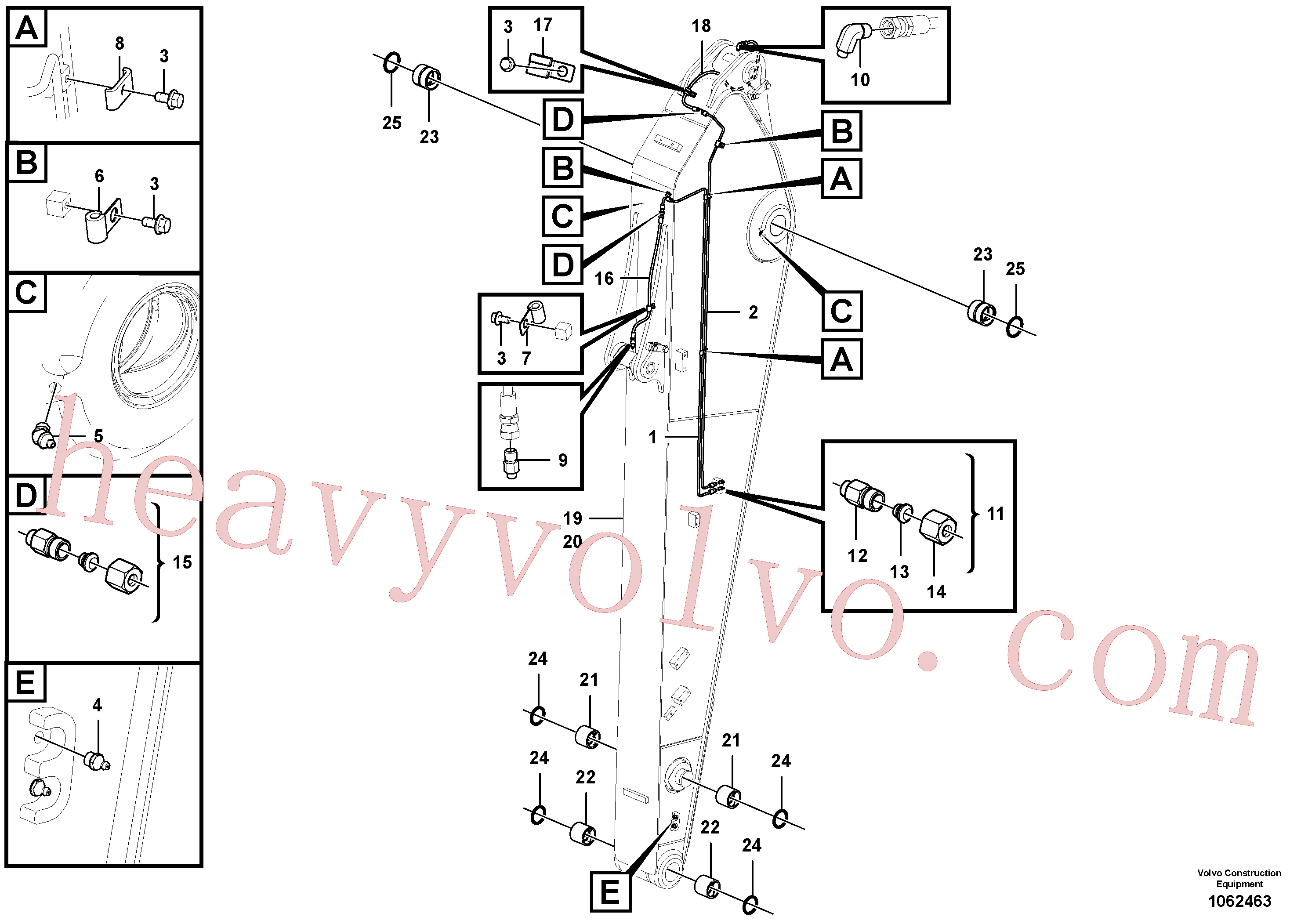 VOE14548920 for Volvo Dipper arm and grease piping with piping seat(1062463 assembly)