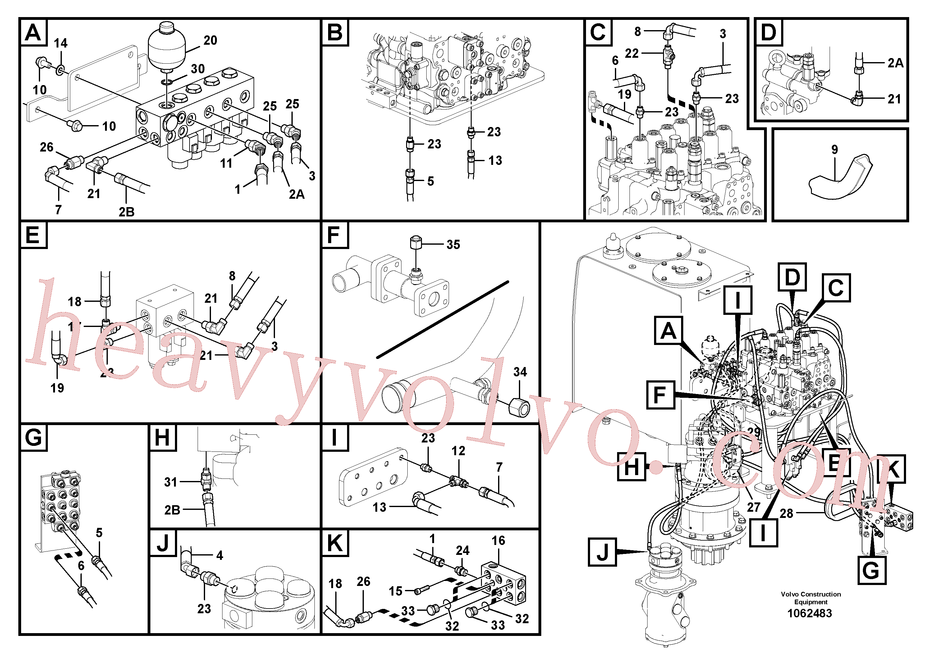 VOE936958 for Volvo Servo system, control valve to remote control valve pedal(1062483 assembly)