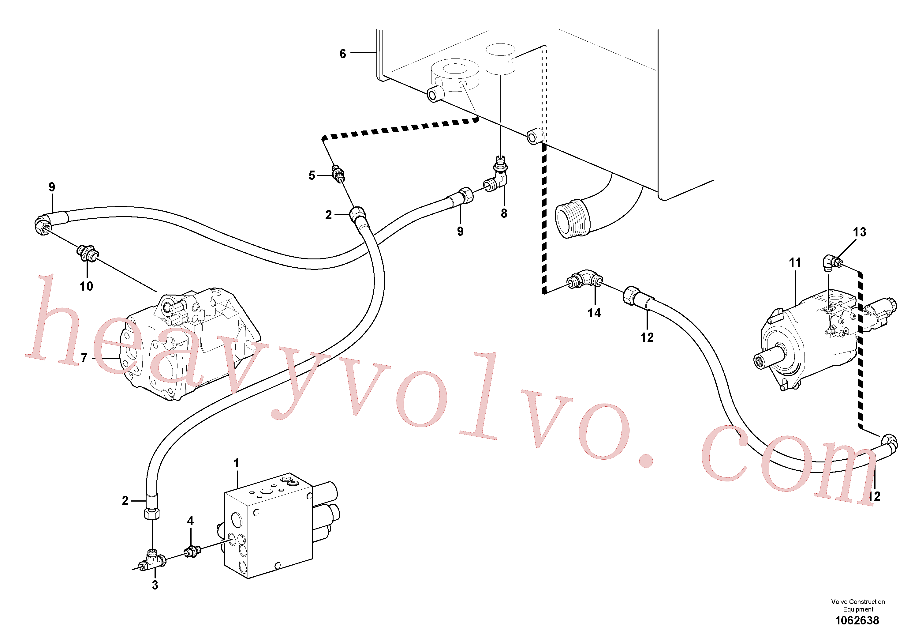 VOE11411977 for Volvo Oil-bleed line, pump(1062638 assembly)