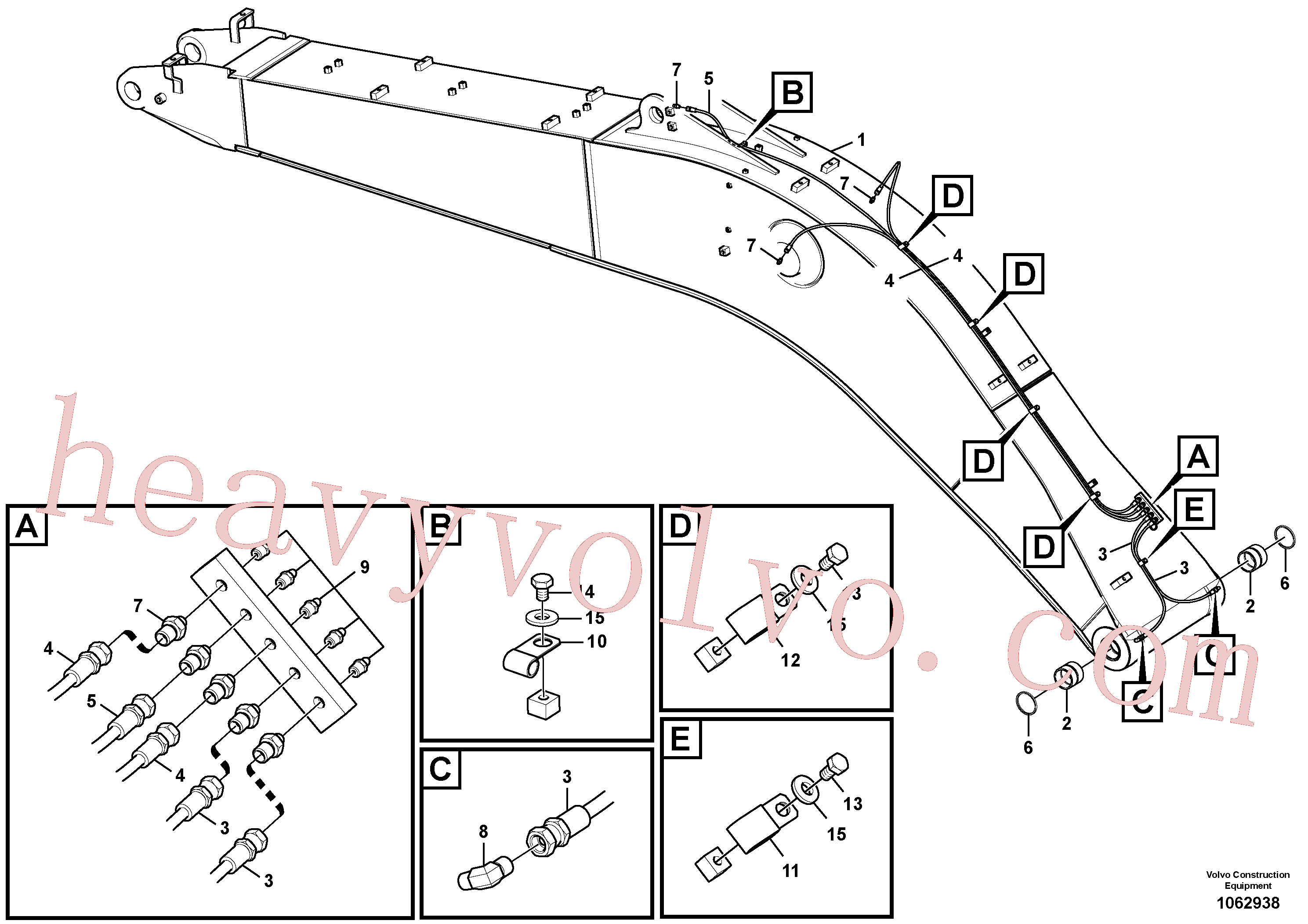 SA9482-02111 for Volvo Boom and grease piping(1062938 assembly)