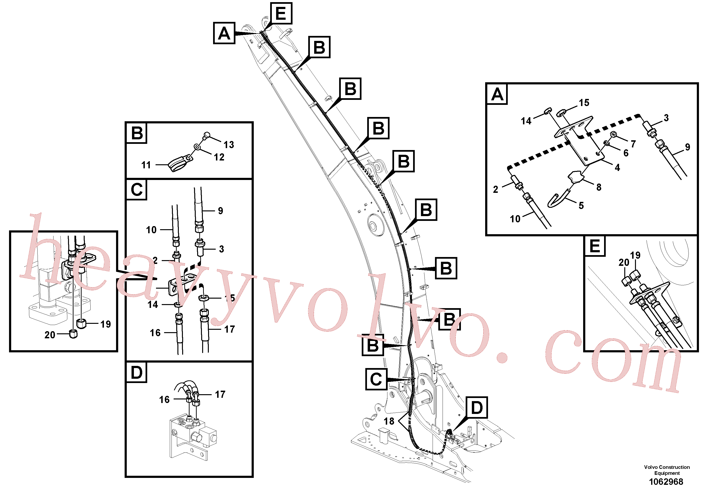 VOE936866 for Volvo Working hydraulic, quick fit on boom(1062968 assembly)