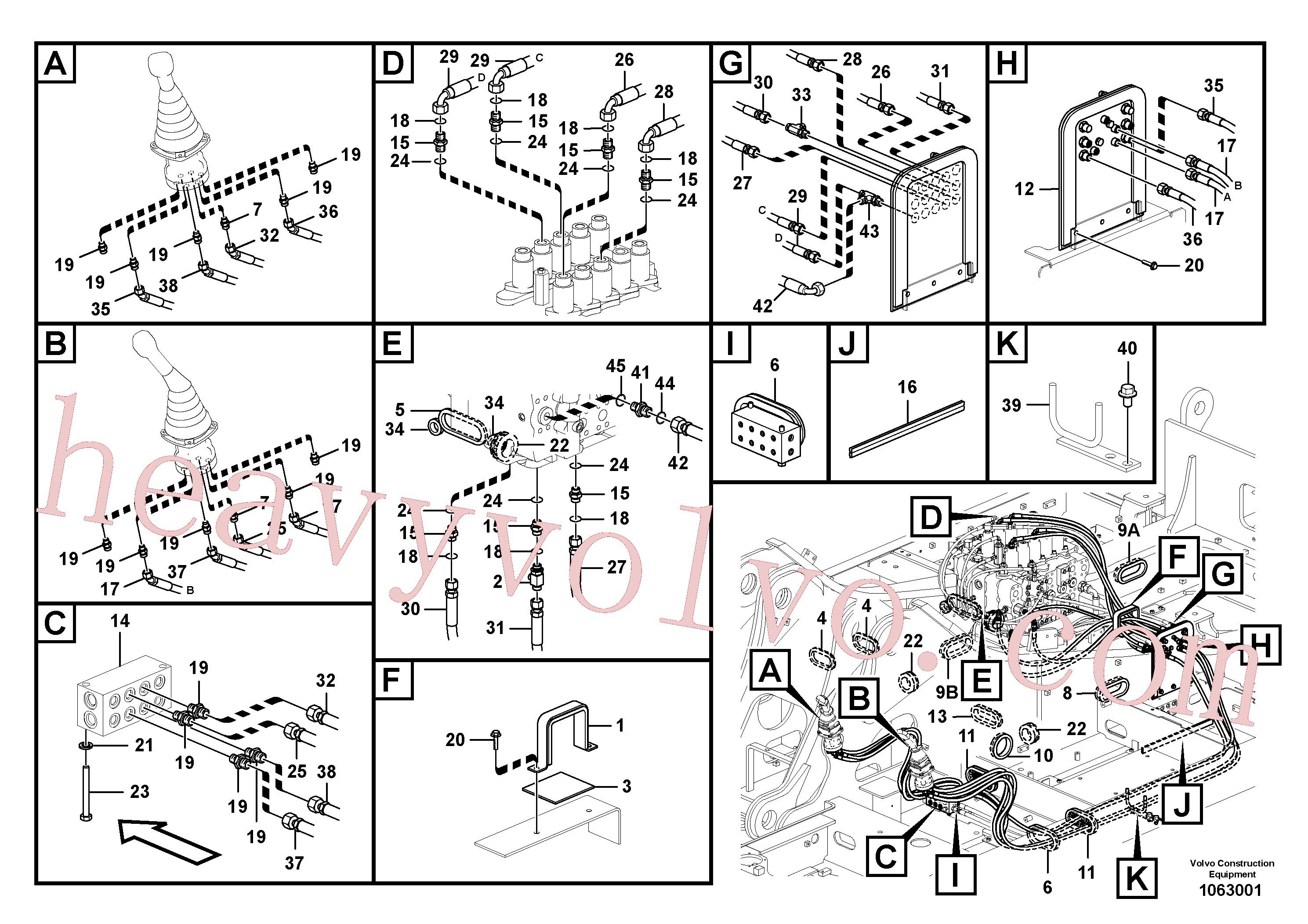 VOE937133 for Volvo Servo system, control valve to remote control valve(1063001 assembly)