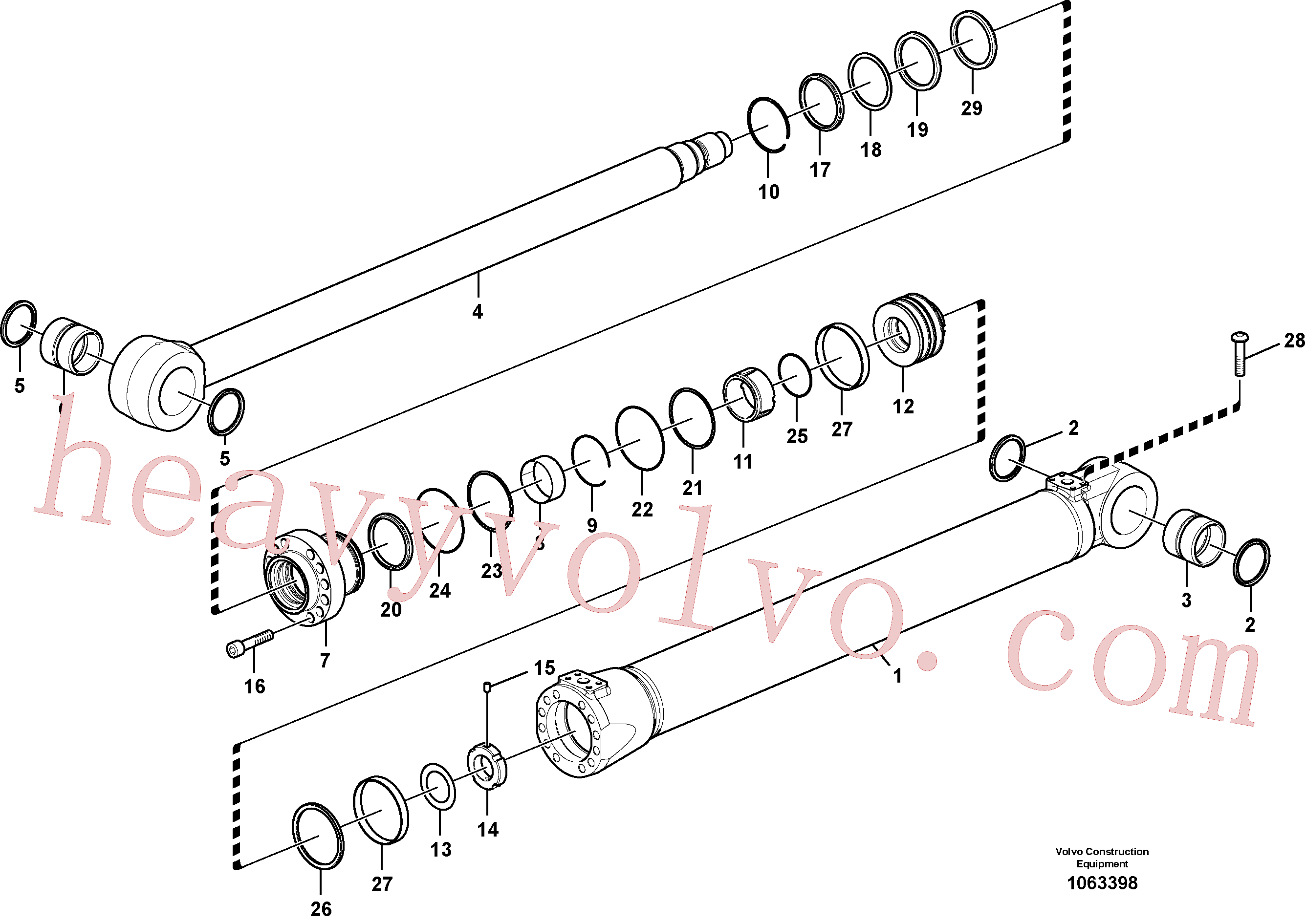 VOE14524047 for Volvo Boom cylinder(1063398 assembly)