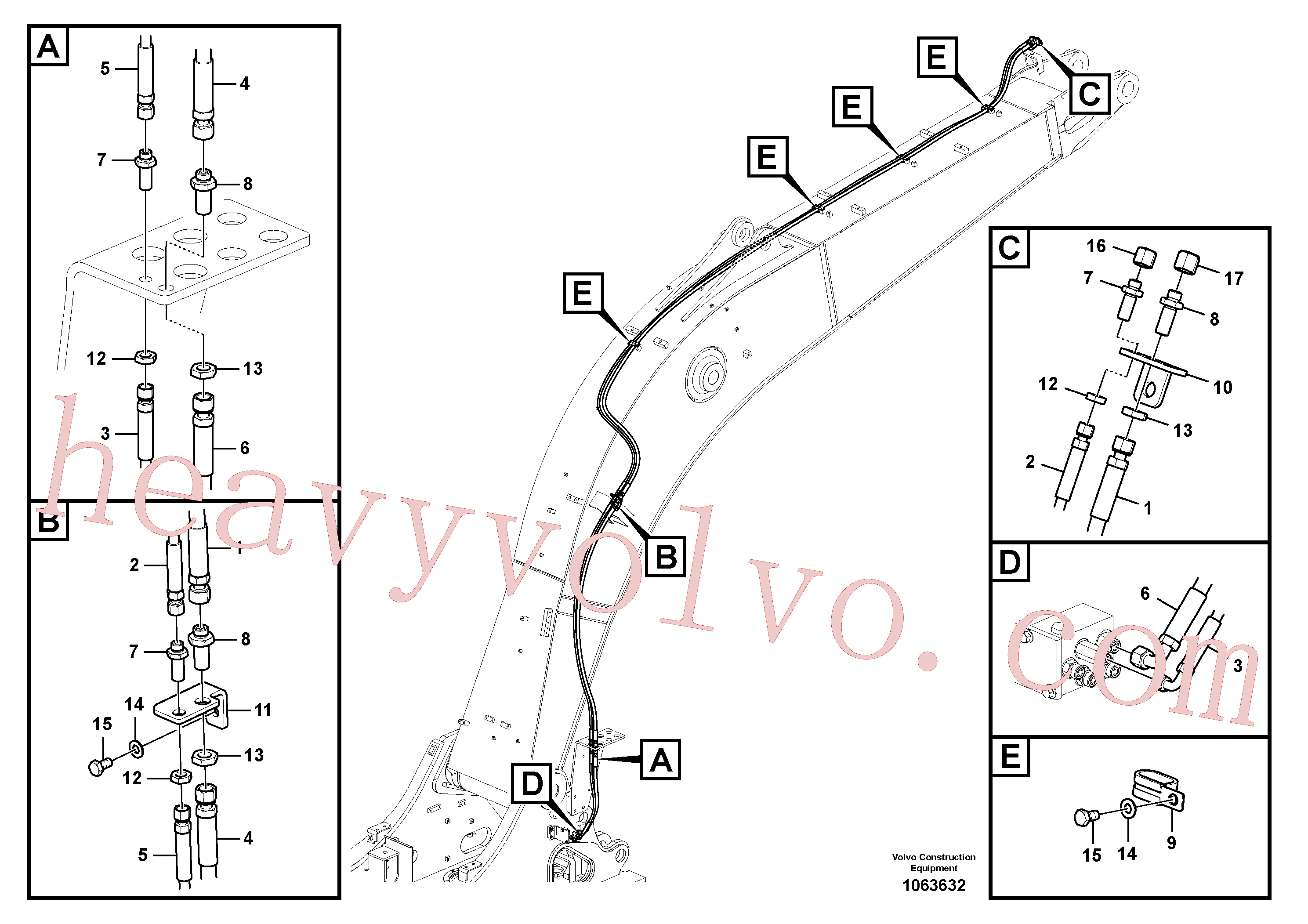 VOE15035691 for Volvo Working hydraulic, quick fit on boom(1063632 assembly)