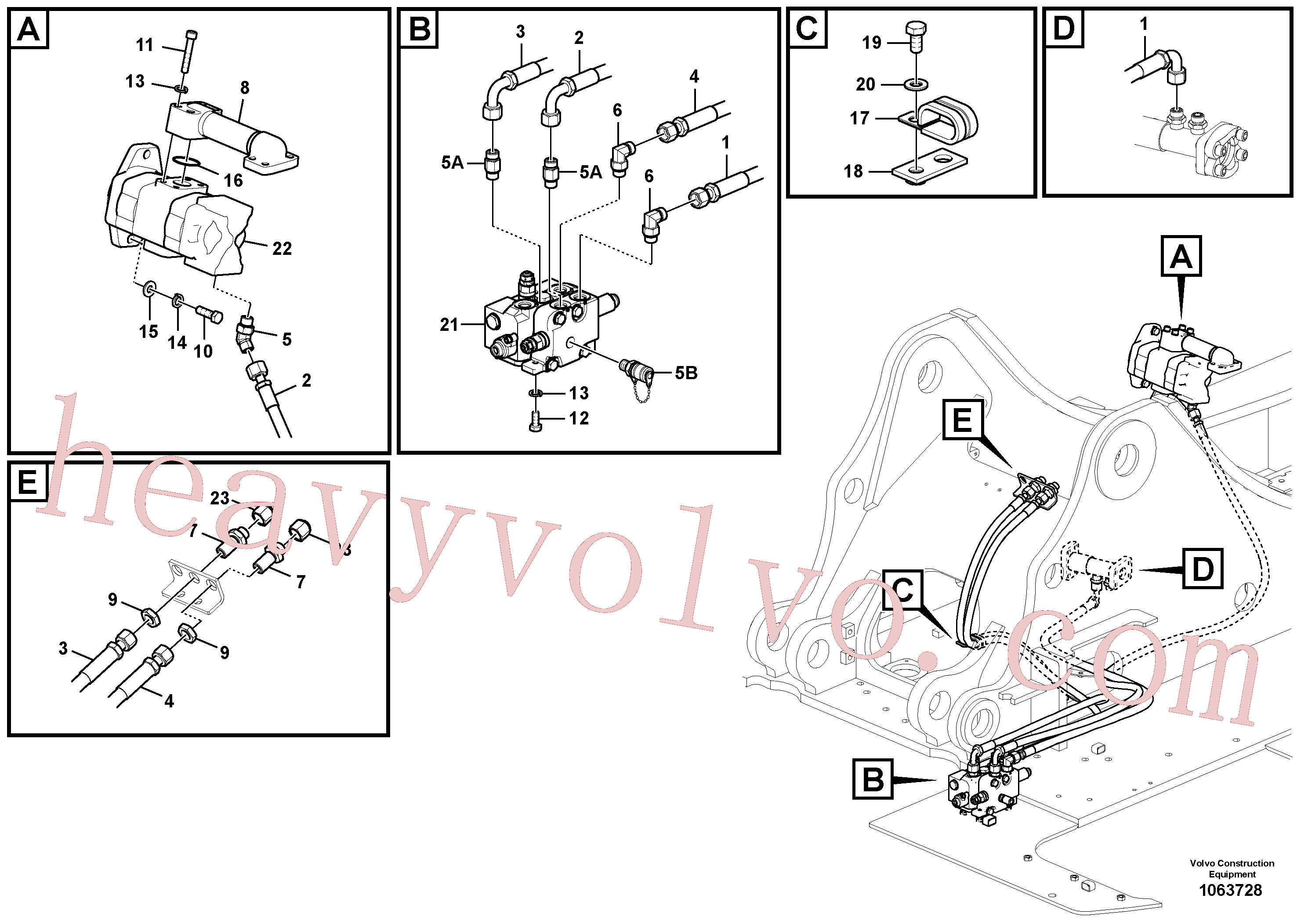 VOE14612102 for Volvo Working hydraulic, slope and rotator on upper frame(1063728 assembly)