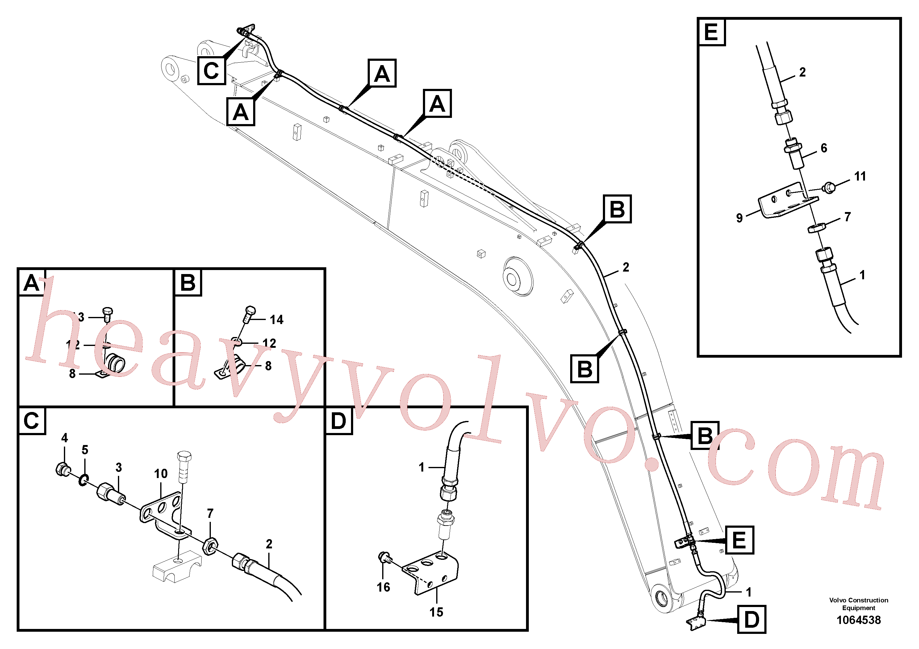 VOE15000790 for Volvo Working hydraulic, oil leak on boom(1064538 assembly)