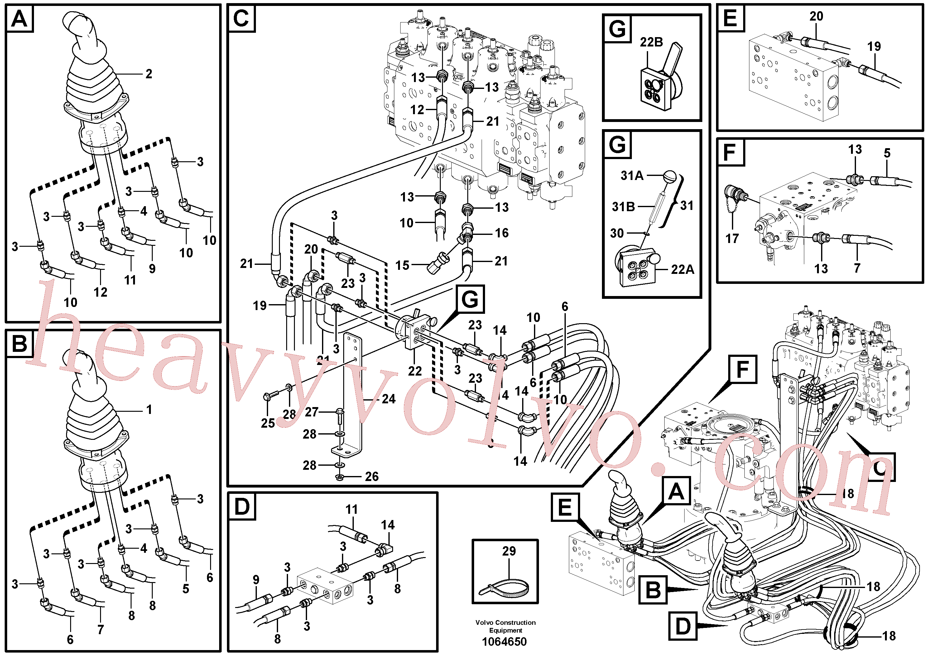 VOE14595235 for Volvo Servo system, control valve to remote control valve(1064650 assembly)