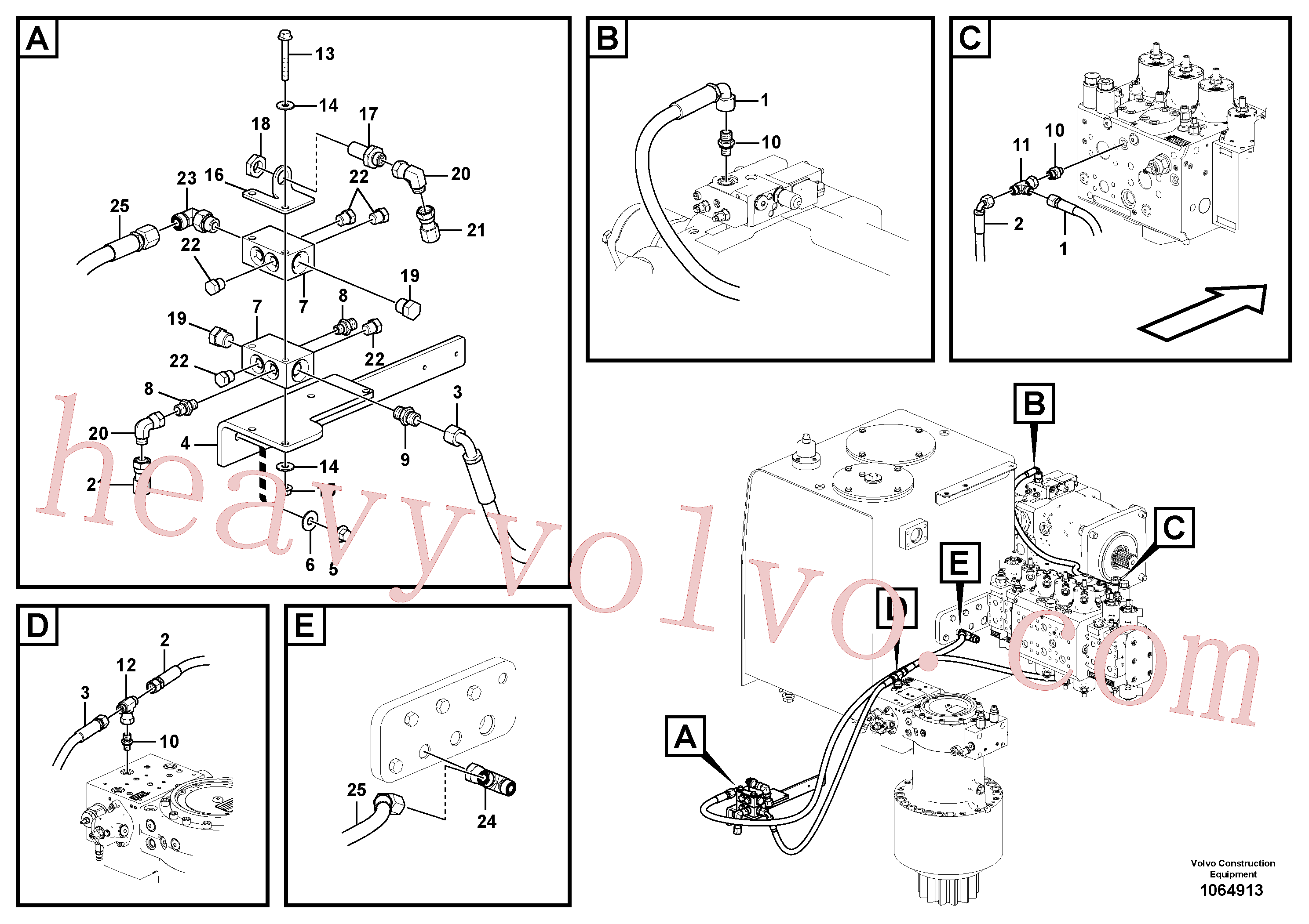 VOE936493 for Volvo Servo system, pump piping and filter mount.(1064913 assembly)