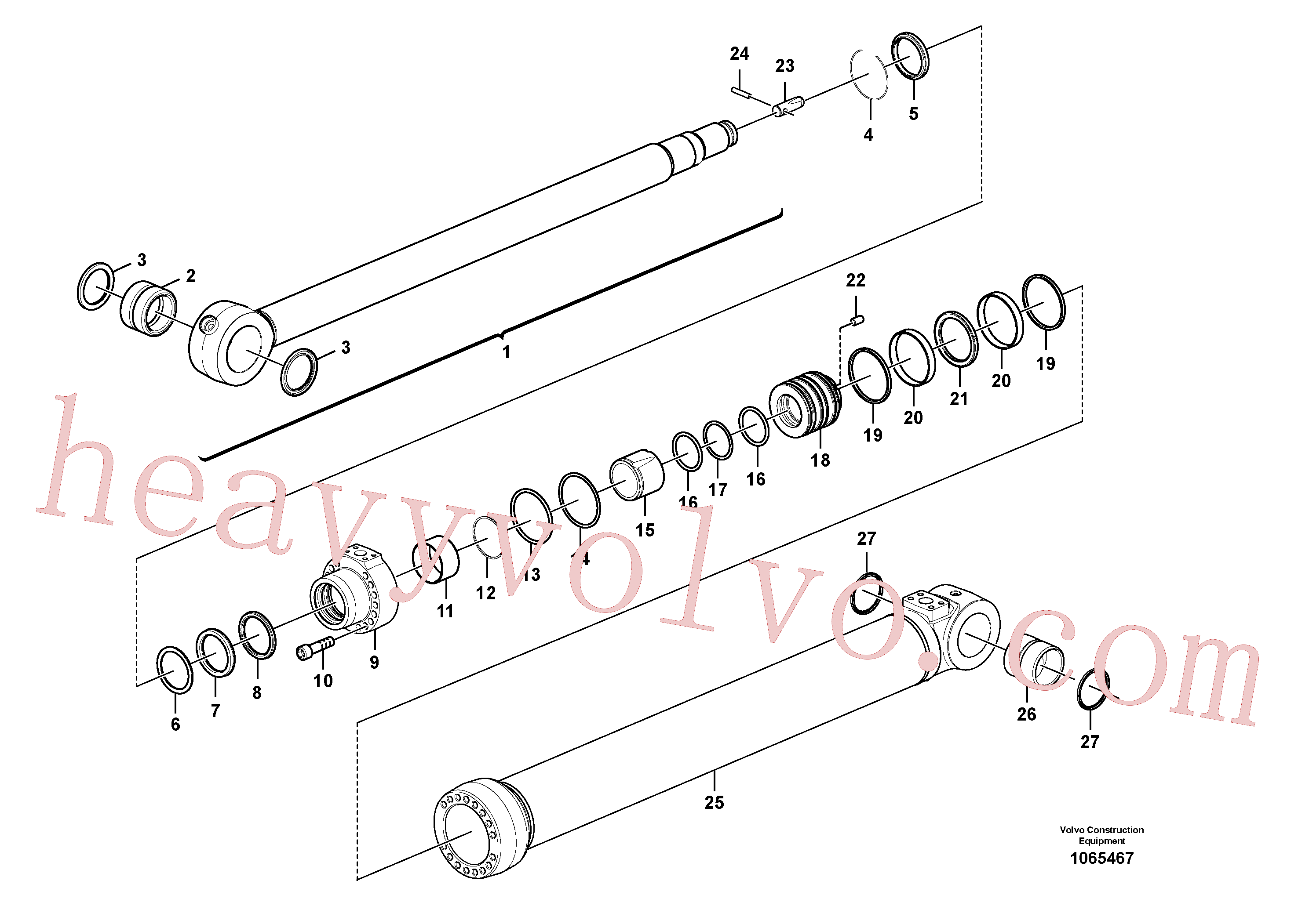 VOE14509074 for Volvo Dipper arm cylinder(1065467 assembly)