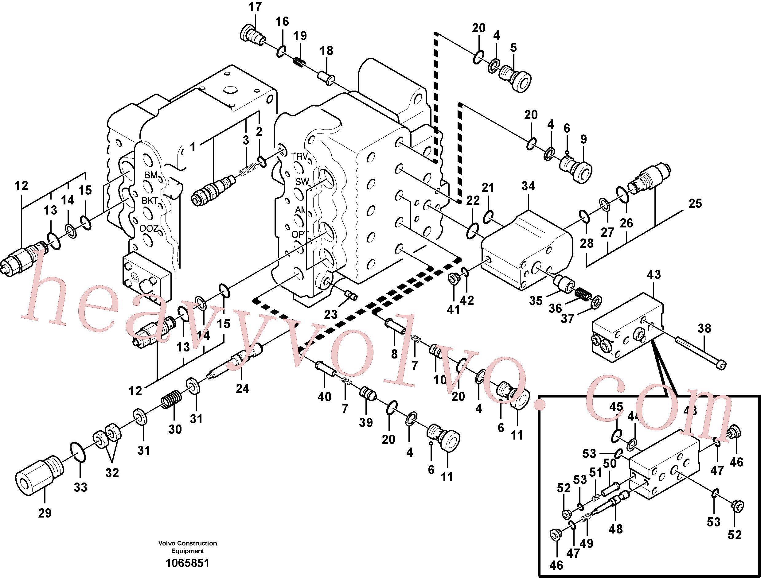 SA7273-10680 for Volvo Main control valve, relief valve and dipper arm holding(1065851 assembly)