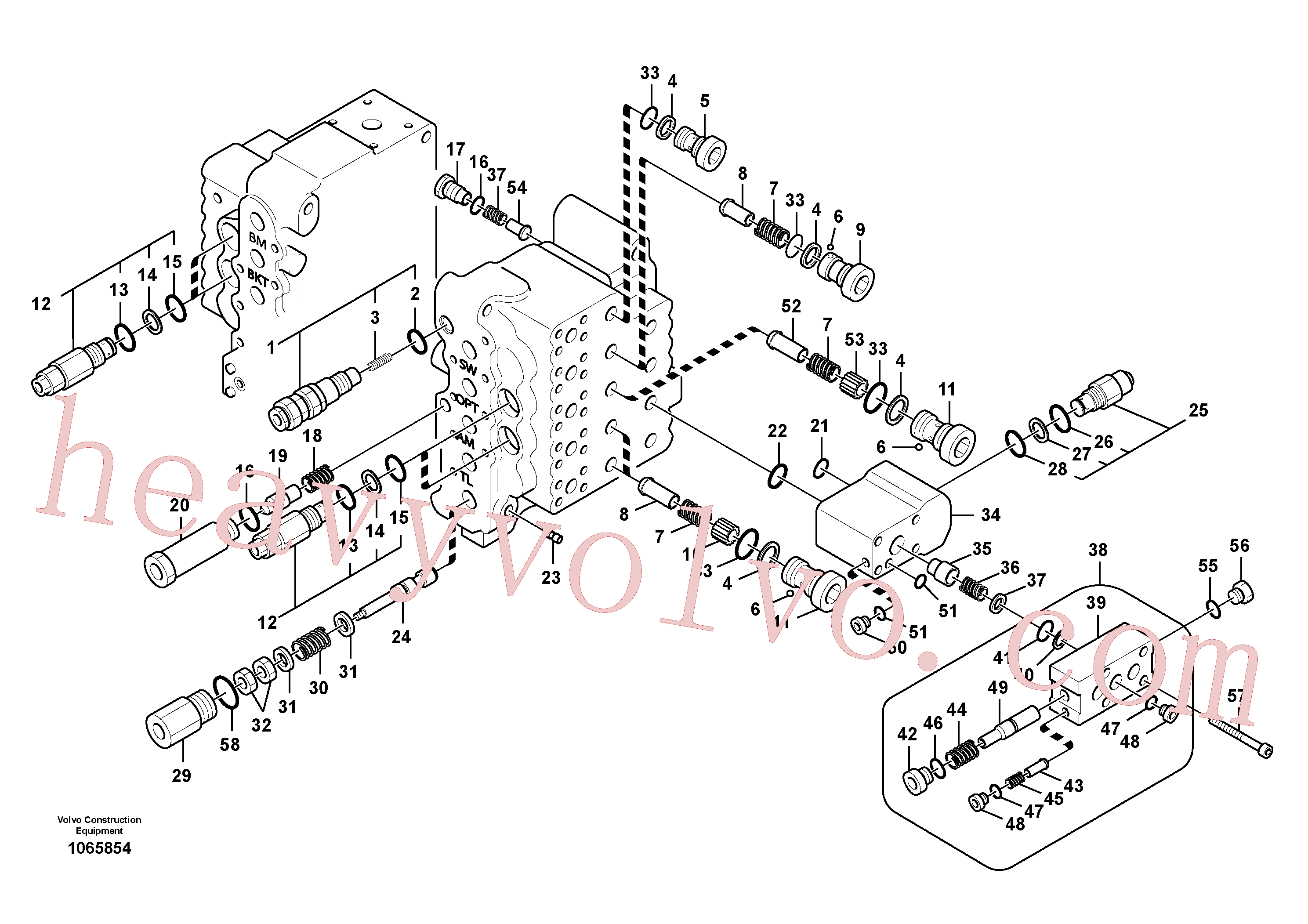 SA7273-10140 for Volvo Main control valve, relief valve and dipper arm holding(1065854 assembly)